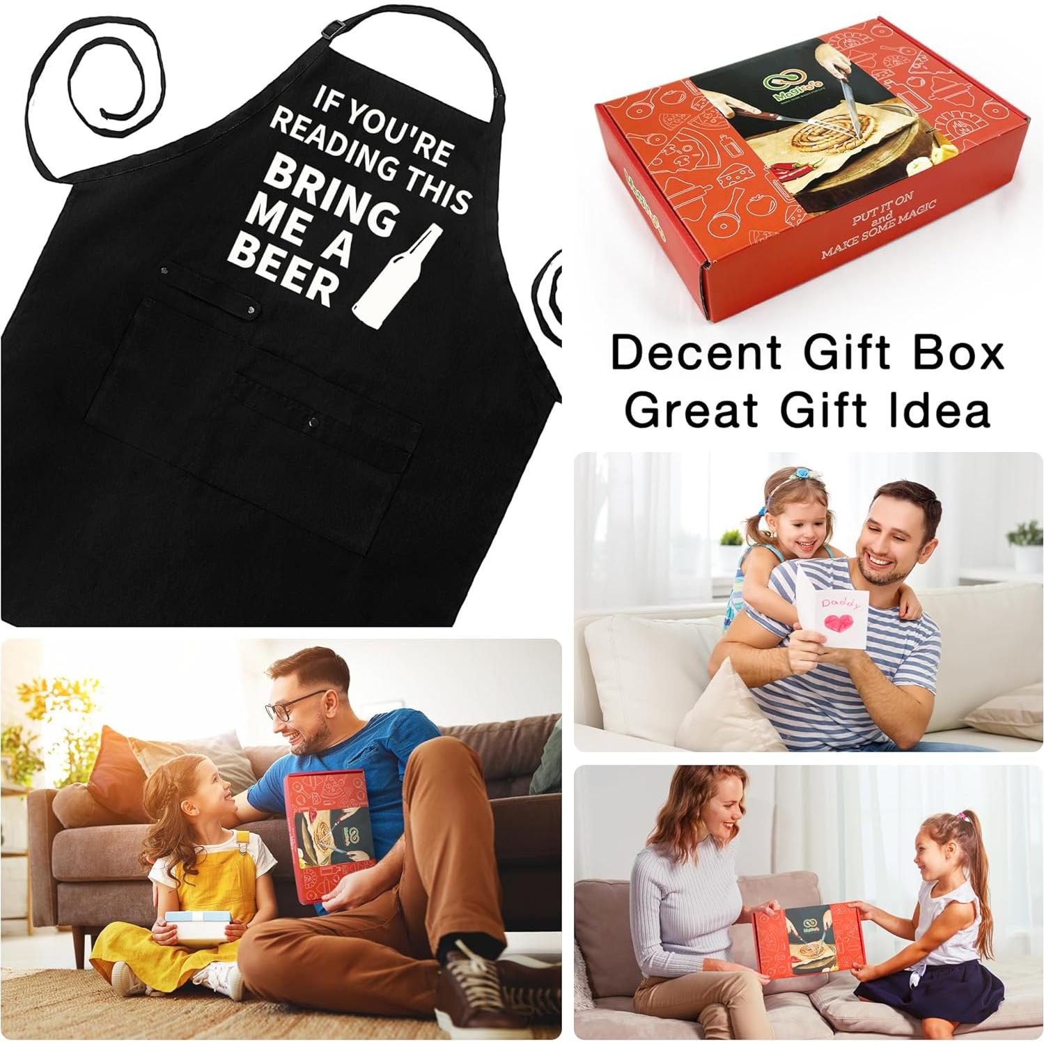 Delantal de Cocina Unisex con Bolsillos para BBQ - Regalo Papá