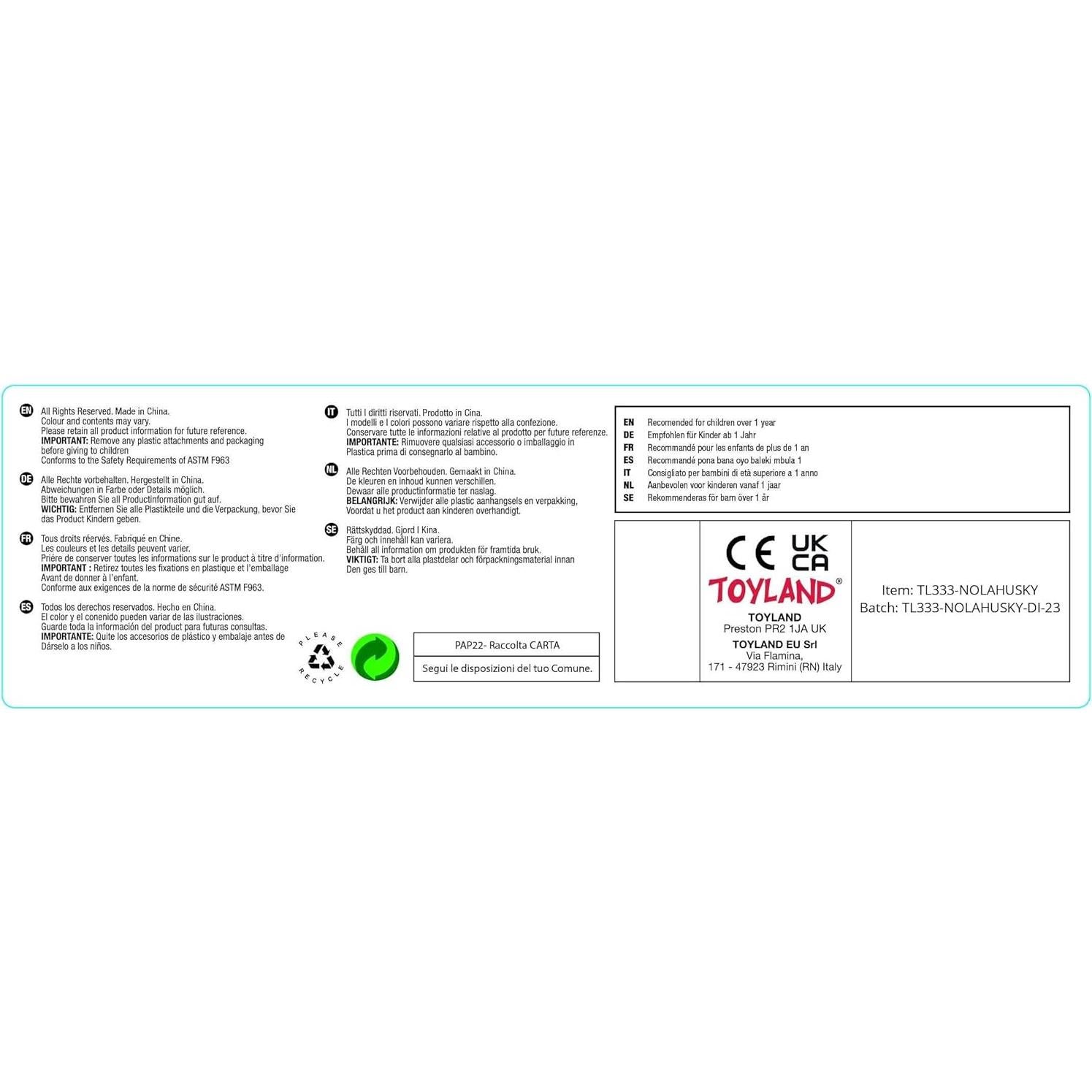 Juguete de Peluche Toyland Nola Husky 25cm Suave