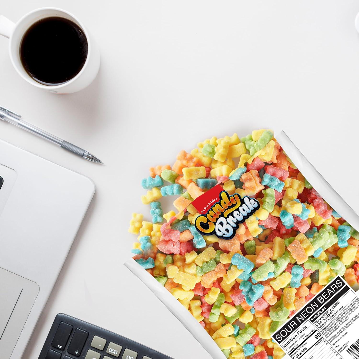 Osos de Goma Ácidos Neon Candy Break 2.27 kg - Gomas de Sabor Frutal