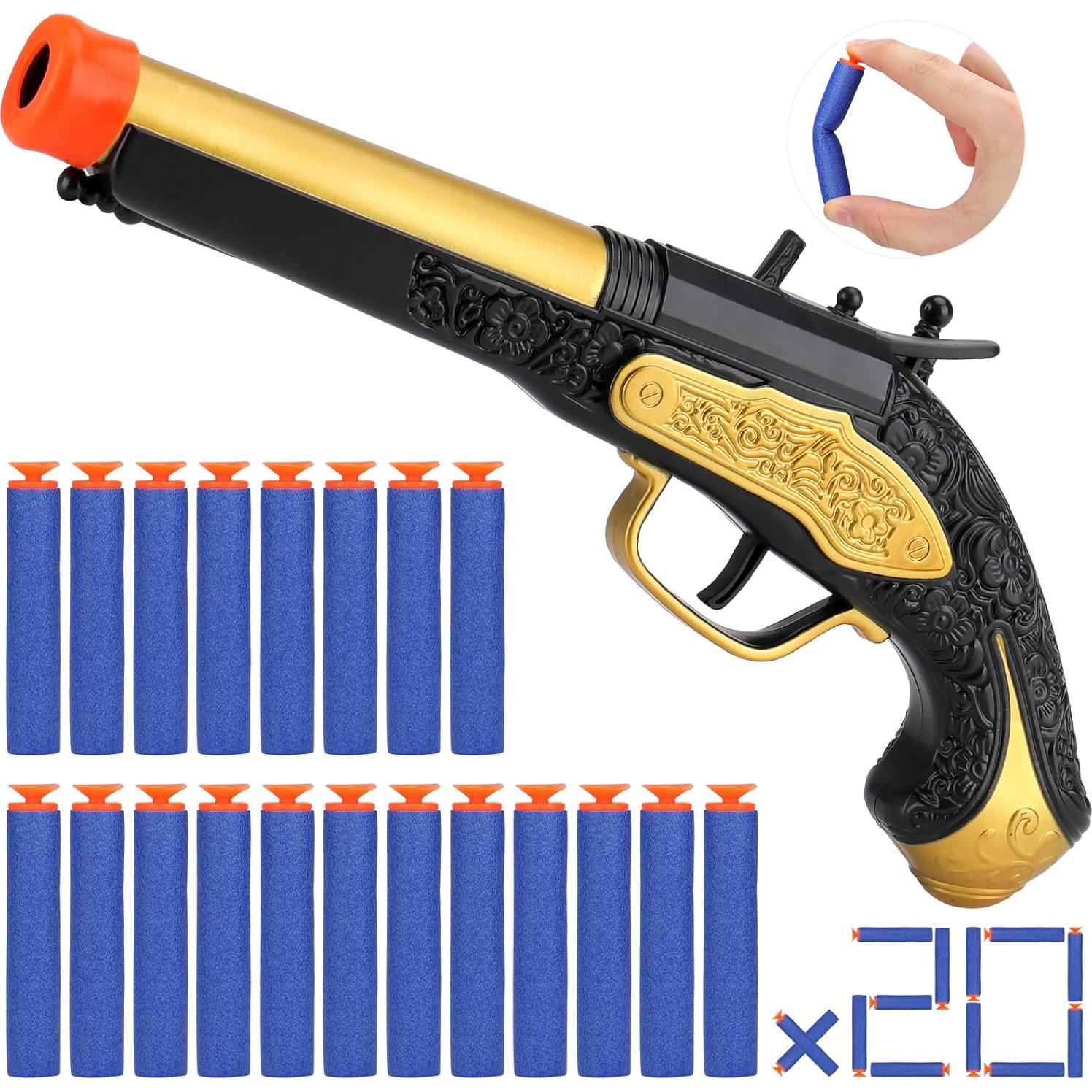 Blaster de Espuma Pirata HD con 20 Dardos - Juguete para Niños 3-8 Años