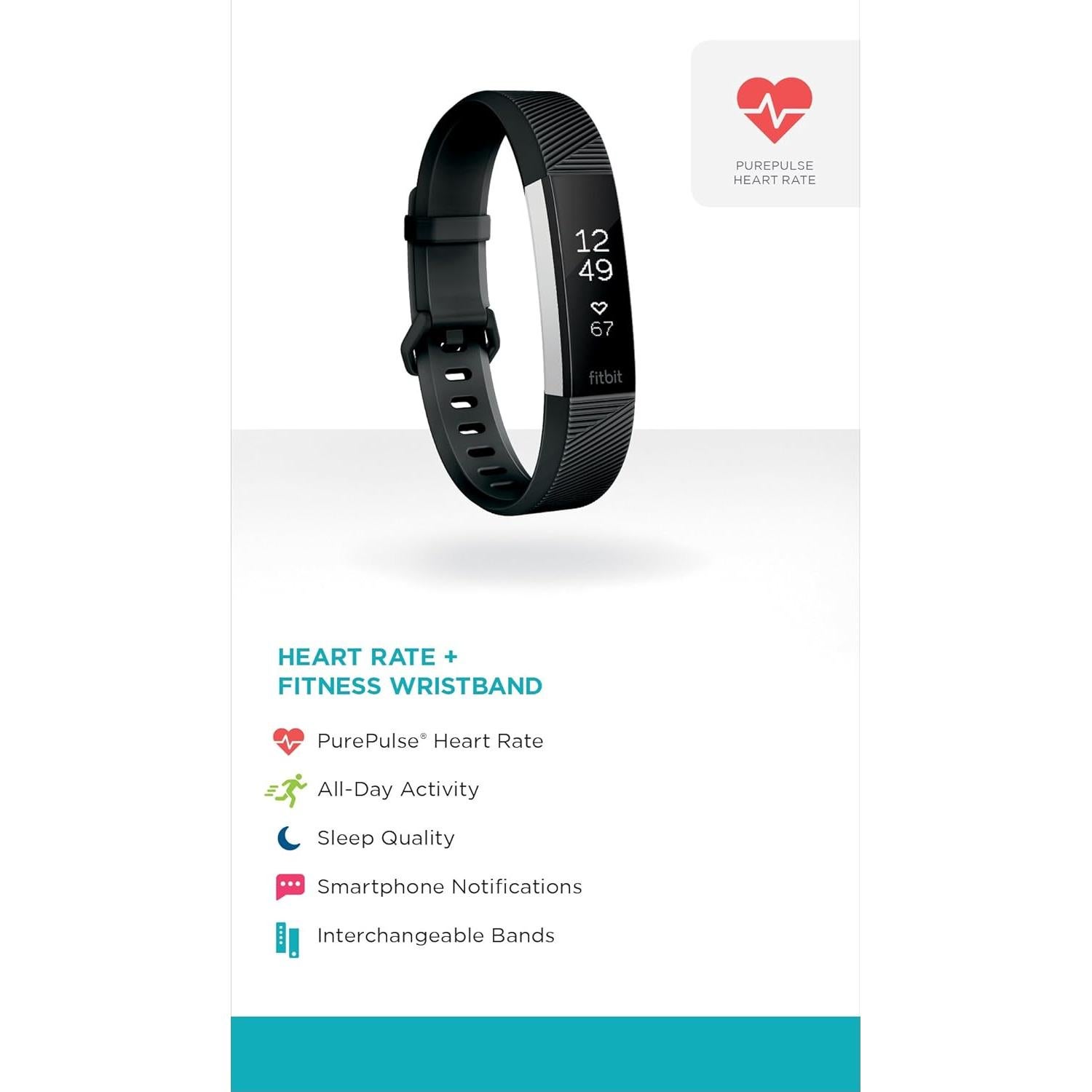 Rastreador de Fitness Fitbit Alta HR Negro - Frecuencia Cardíaca