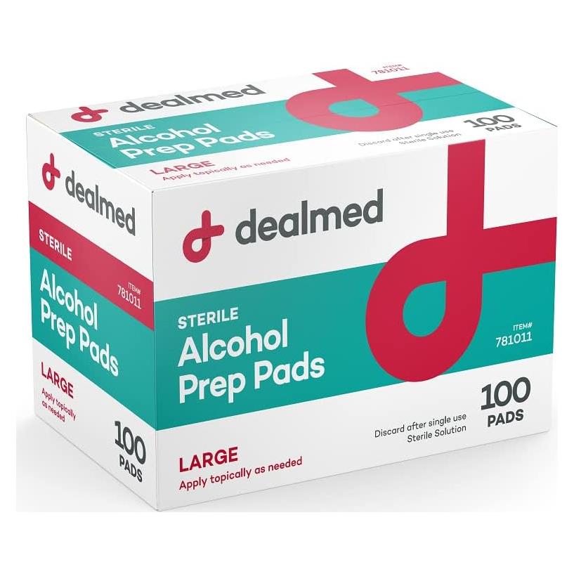 Toallitas Antiséticas de Alcohol Dealmed - 100 Unidades Sin Látex