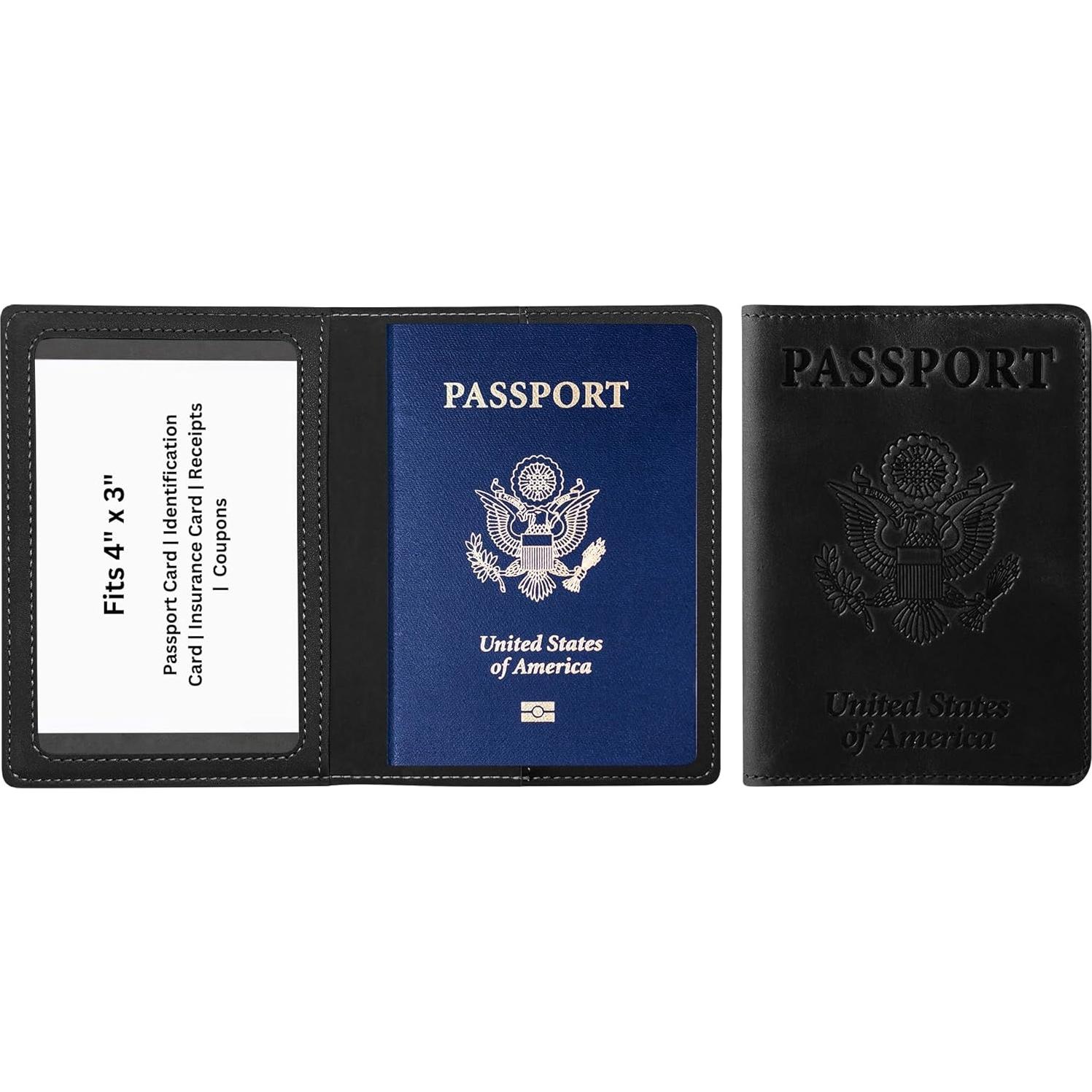Funda de Pasaporte de Cuero PU Ciana Negra Slim Unisex