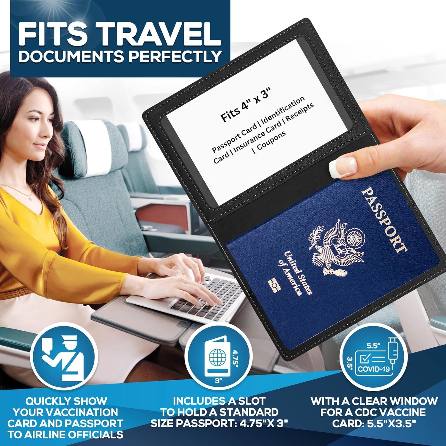 Funda de Pasaporte de Cuero PU Ciana Negra Slim Unisex