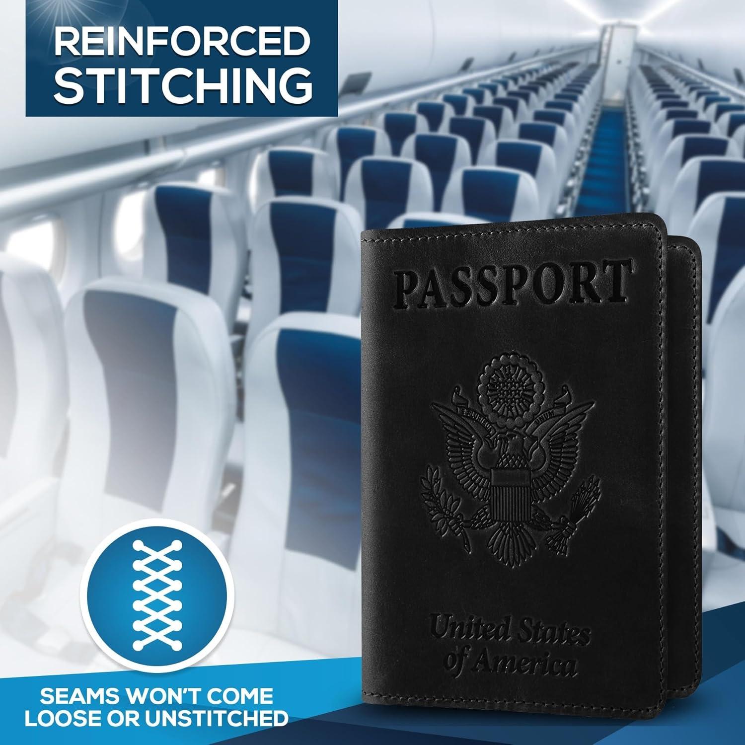 Funda de Pasaporte de Cuero PU Ciana Negra Slim Unisex