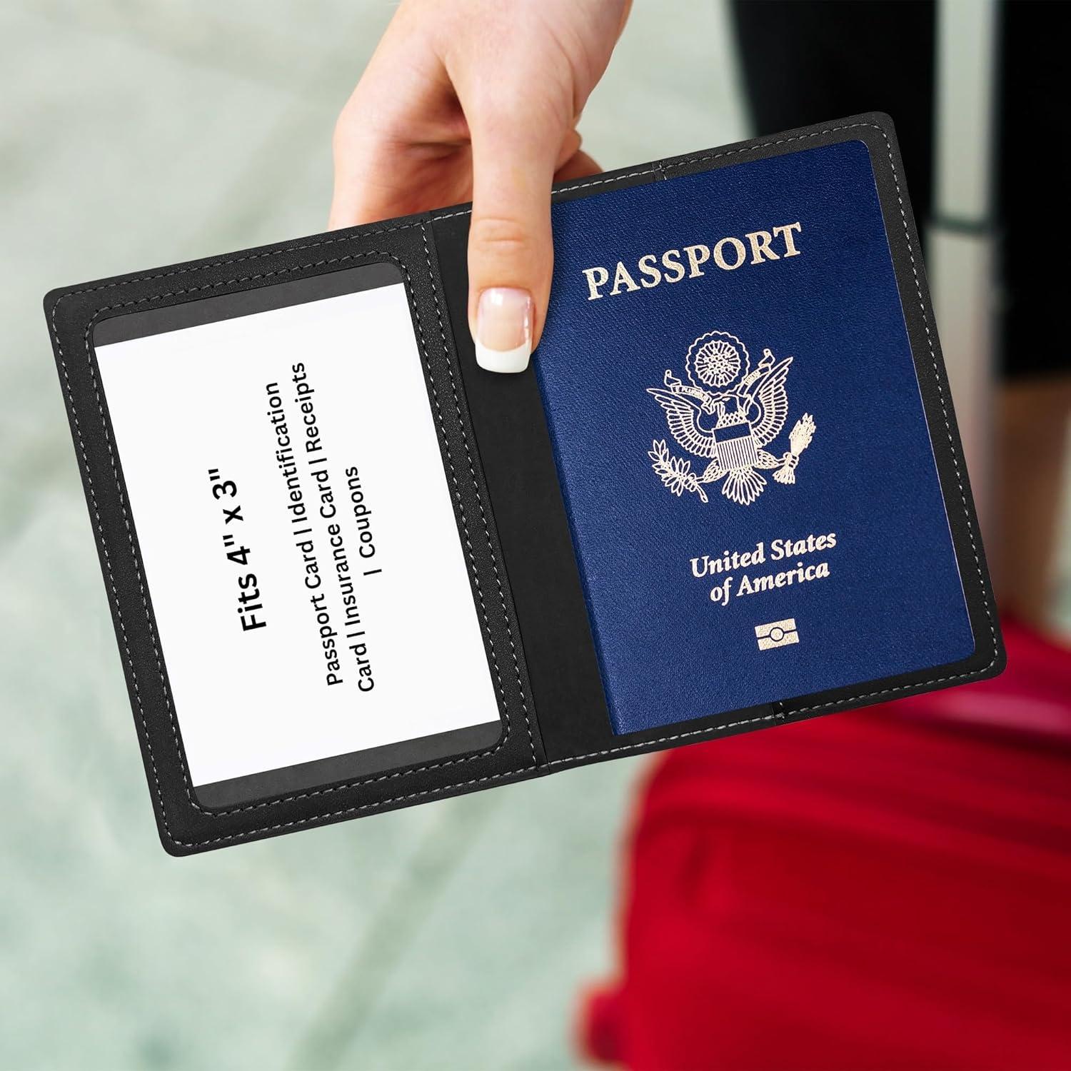 Funda de Pasaporte de Cuero PU Ciana Negra Slim Unisex