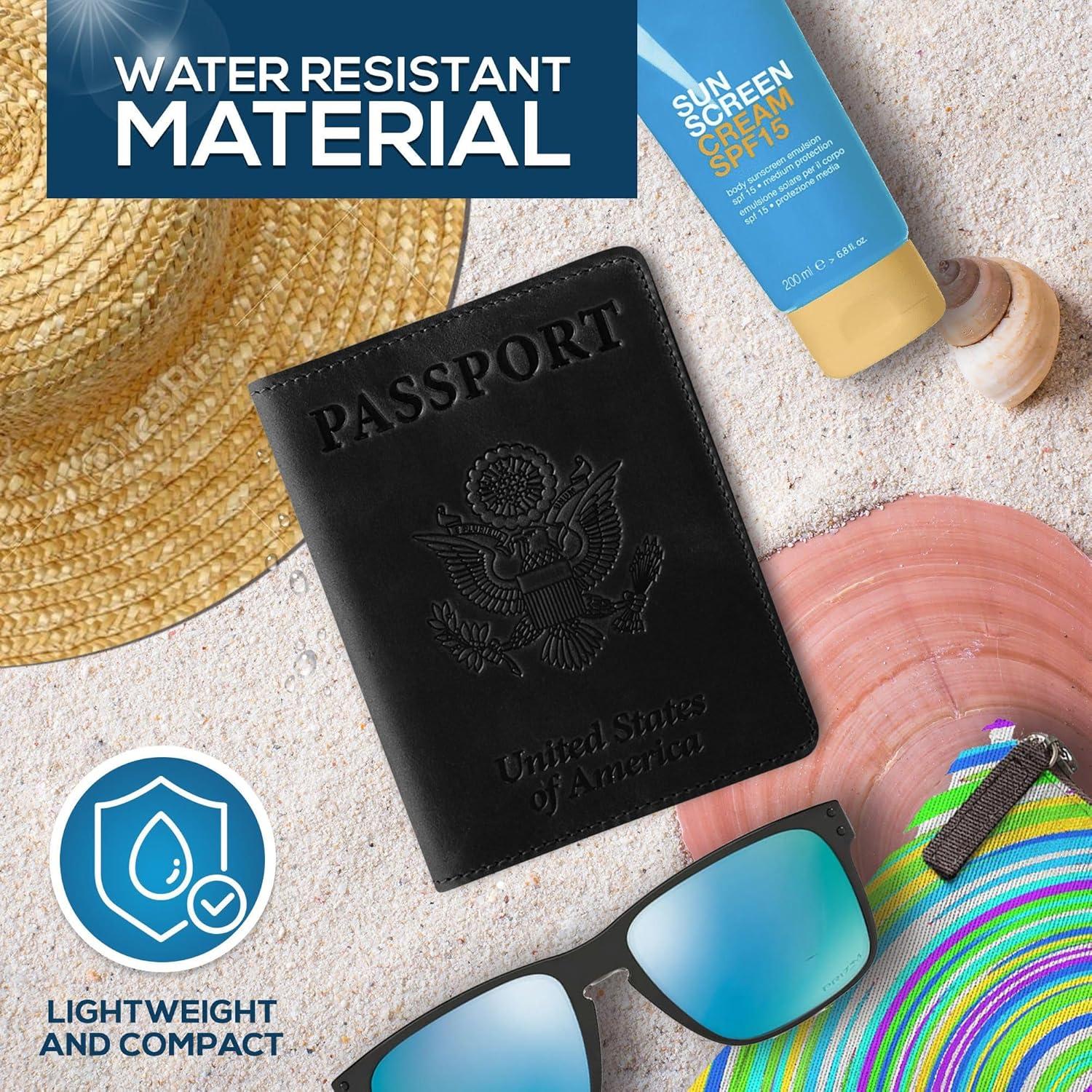 Funda de Pasaporte de Cuero PU Ciana Negra Slim Unisex