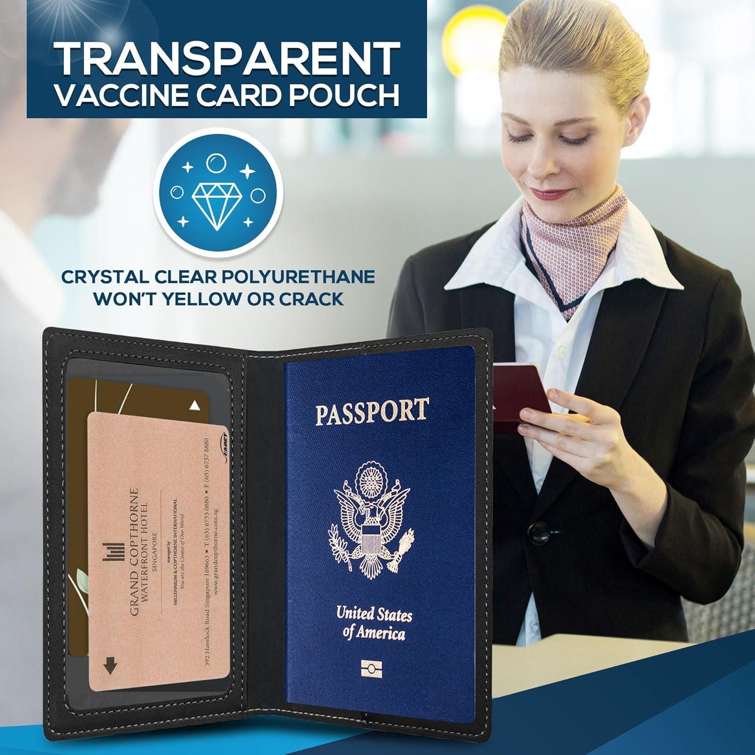 Funda de Pasaporte de Cuero PU Ciana Negra Slim Unisex