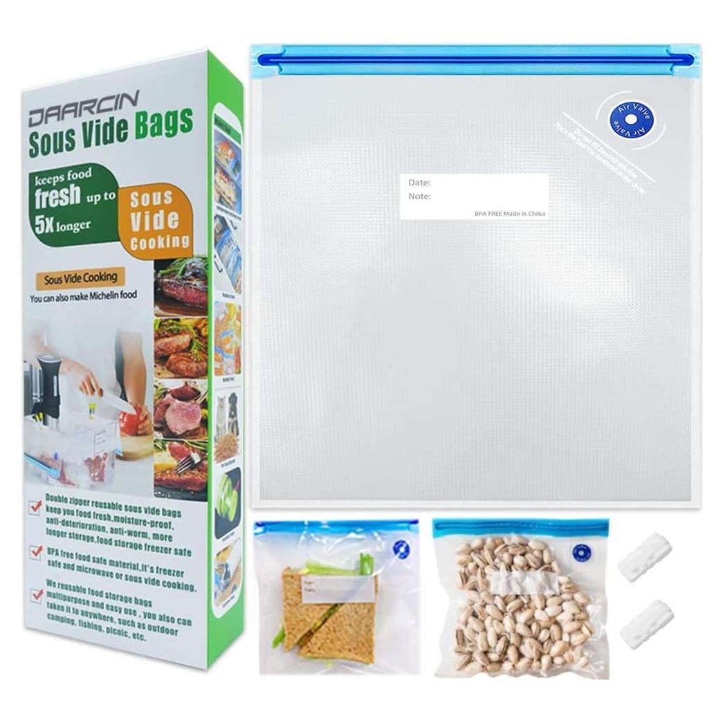 Bolsas Sous Vide Reutilizables Daarcin 20pcs 21x22cm Libre BPA