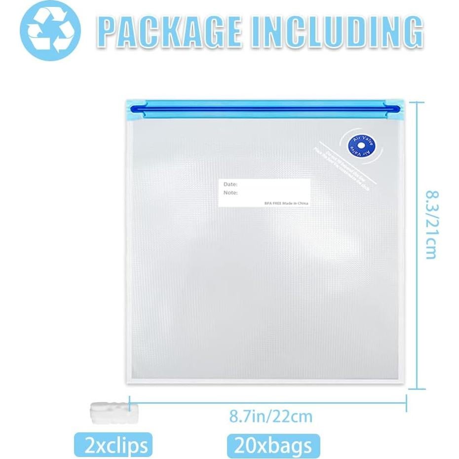 Bolsas Sous Vide Reutilizables Daarcin 20pcs 21x22cm Libre BPA