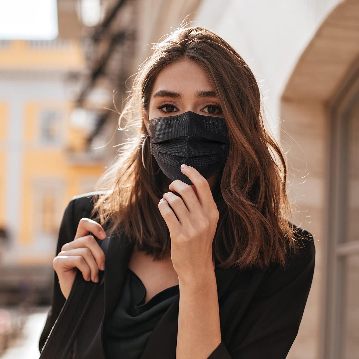 Mascarillas Desechables Negras 4 Capas Assacalynn 50PCS