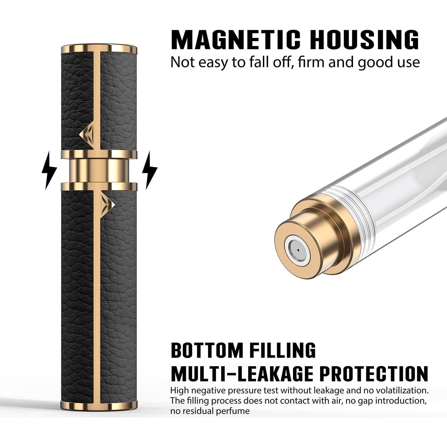 Atomizador de Perfume Recargable 8ml 3zorqinron Negro Cuero