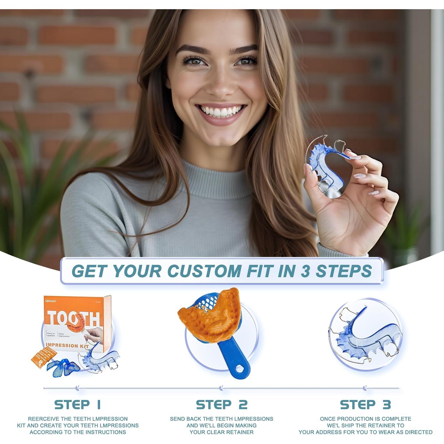 Frenos Dentales Hawley Personalizados QIIVOSM Azul 12.7x10.2cm