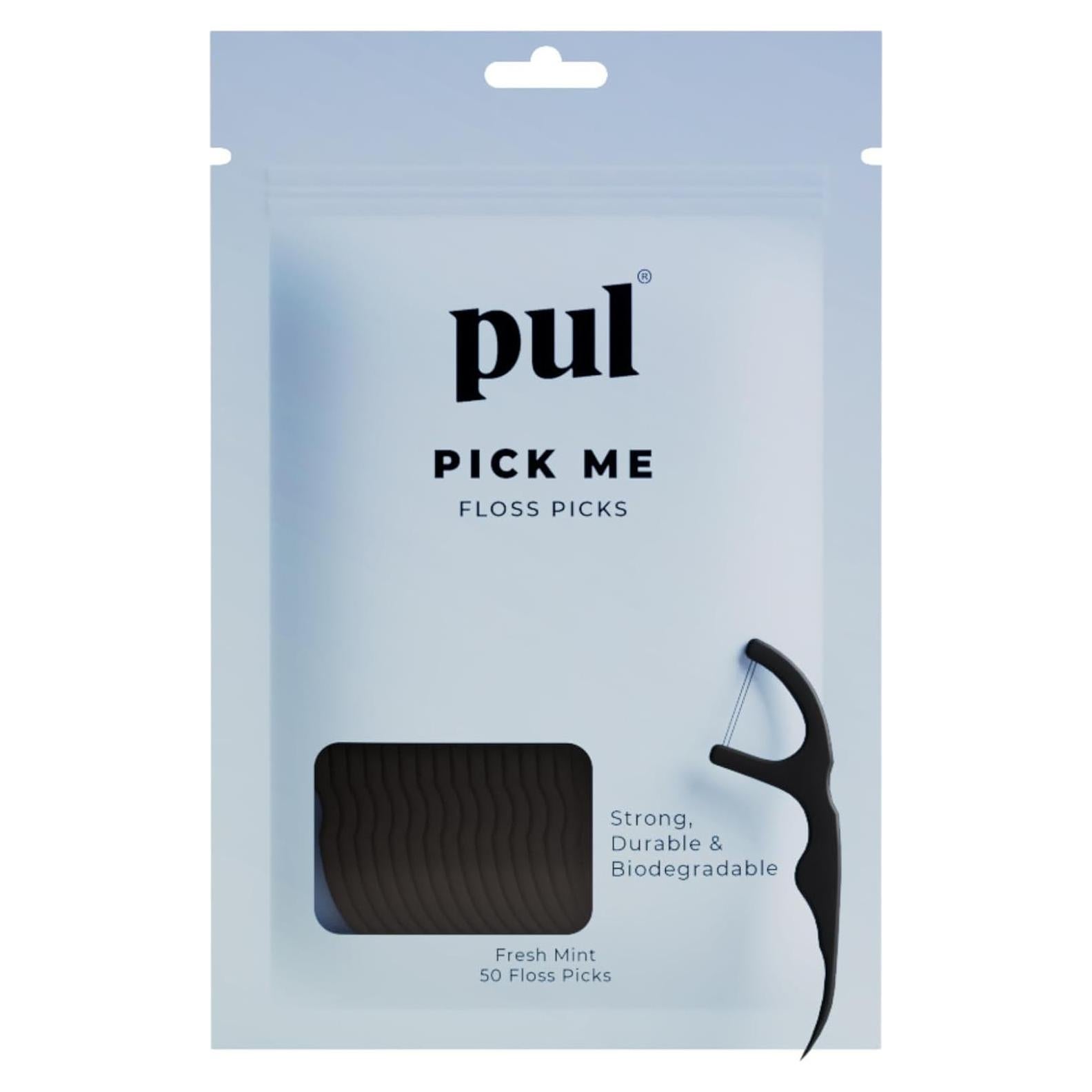 Palillos de Hilo Dental PUL - Menta, 50 Unidades, Biodegradables