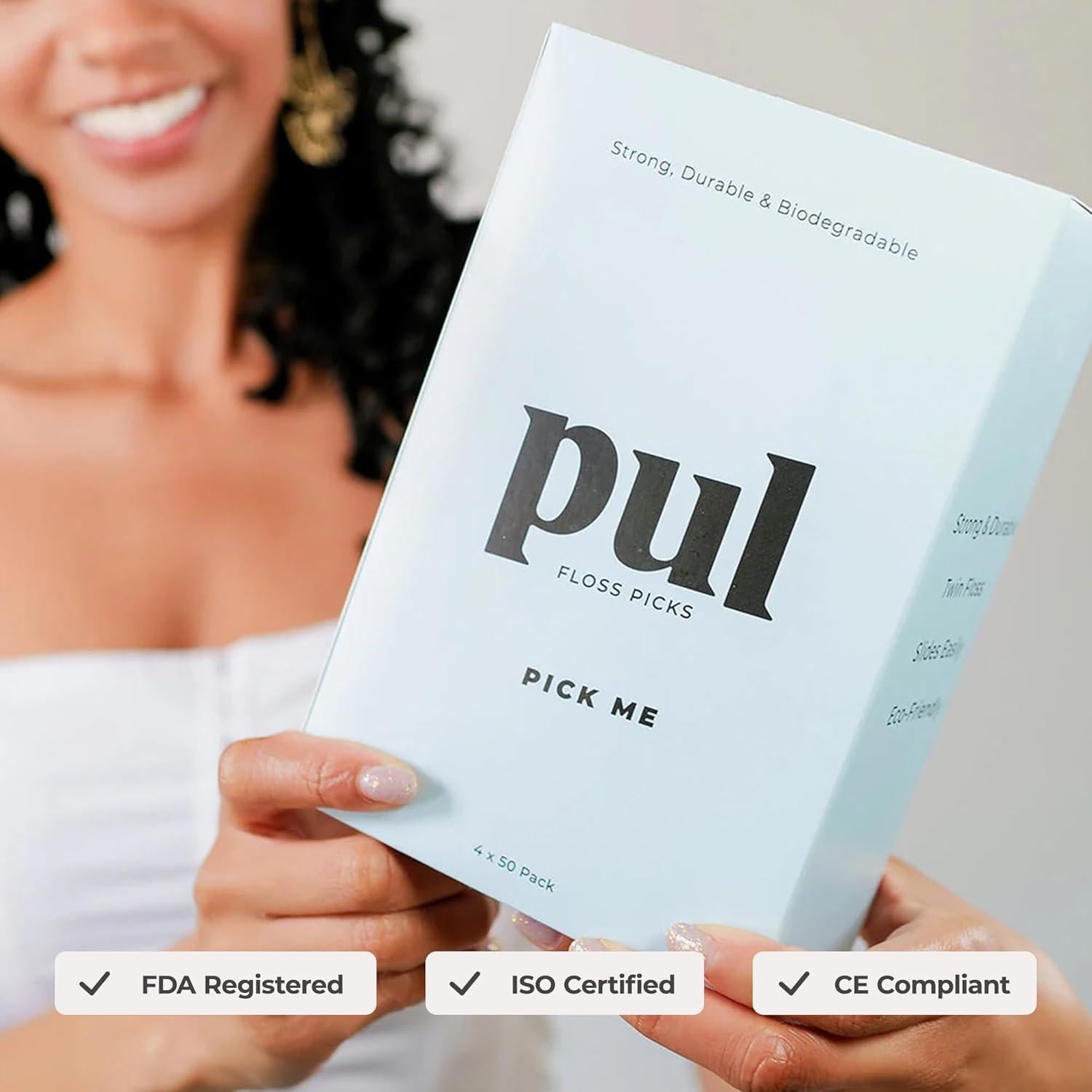 Palillos de Hilo Dental PUL - Menta, 50 Unidades, Biodegradables