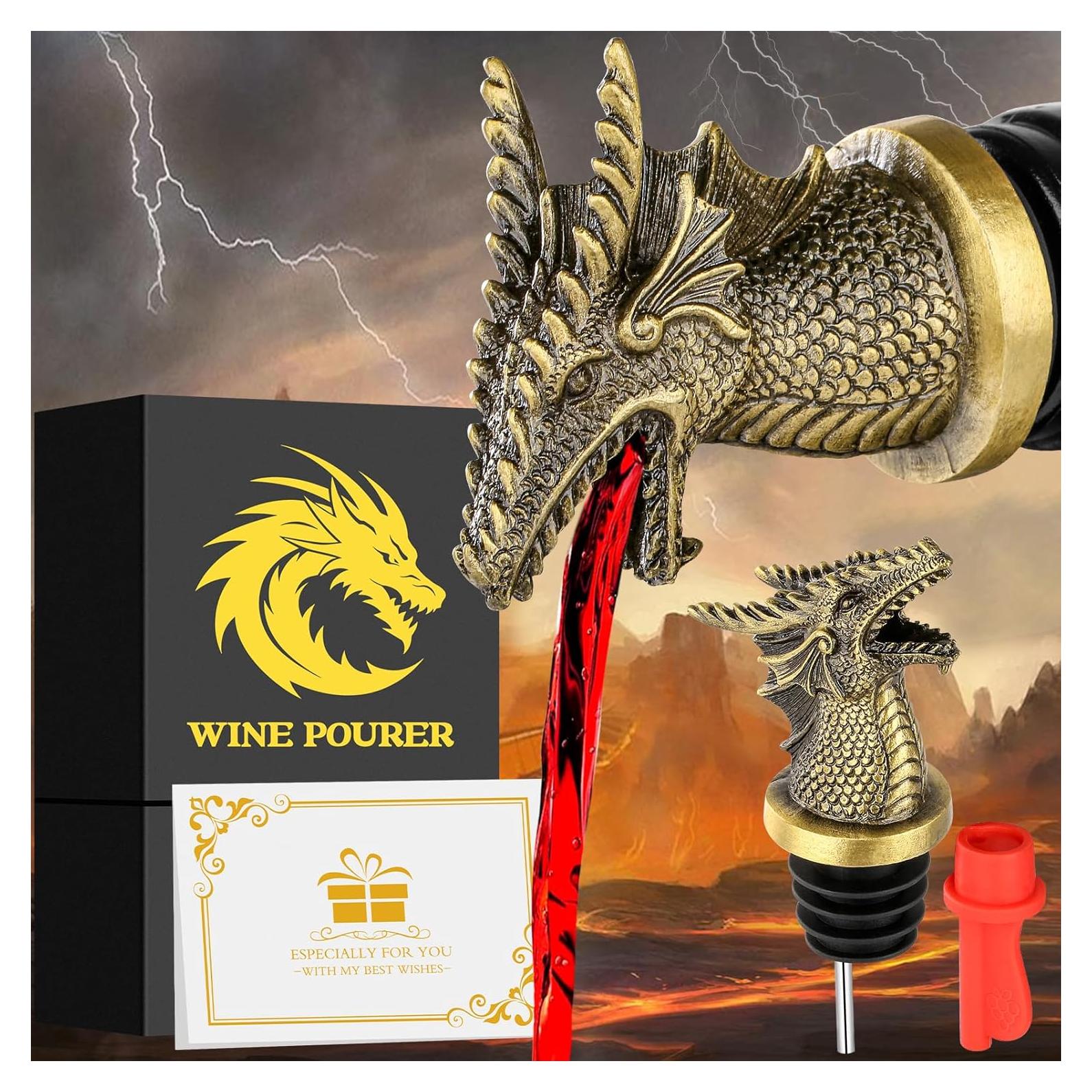Vertedor y Tapón de Vino Dragón LULLEA Bronce 2 en 1