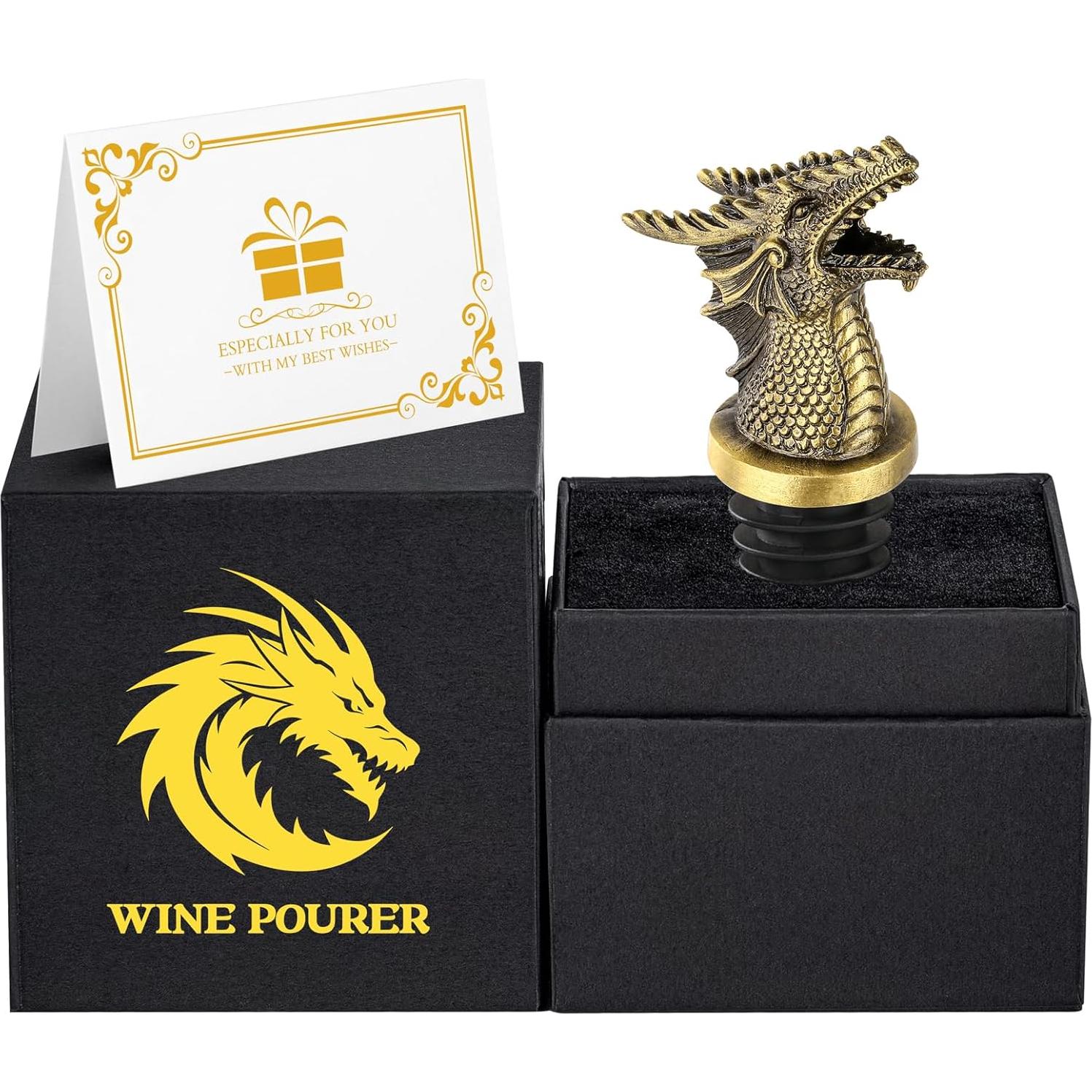 Vertedor y Tapón de Vino Dragón LULLEA Bronce 2 en 1