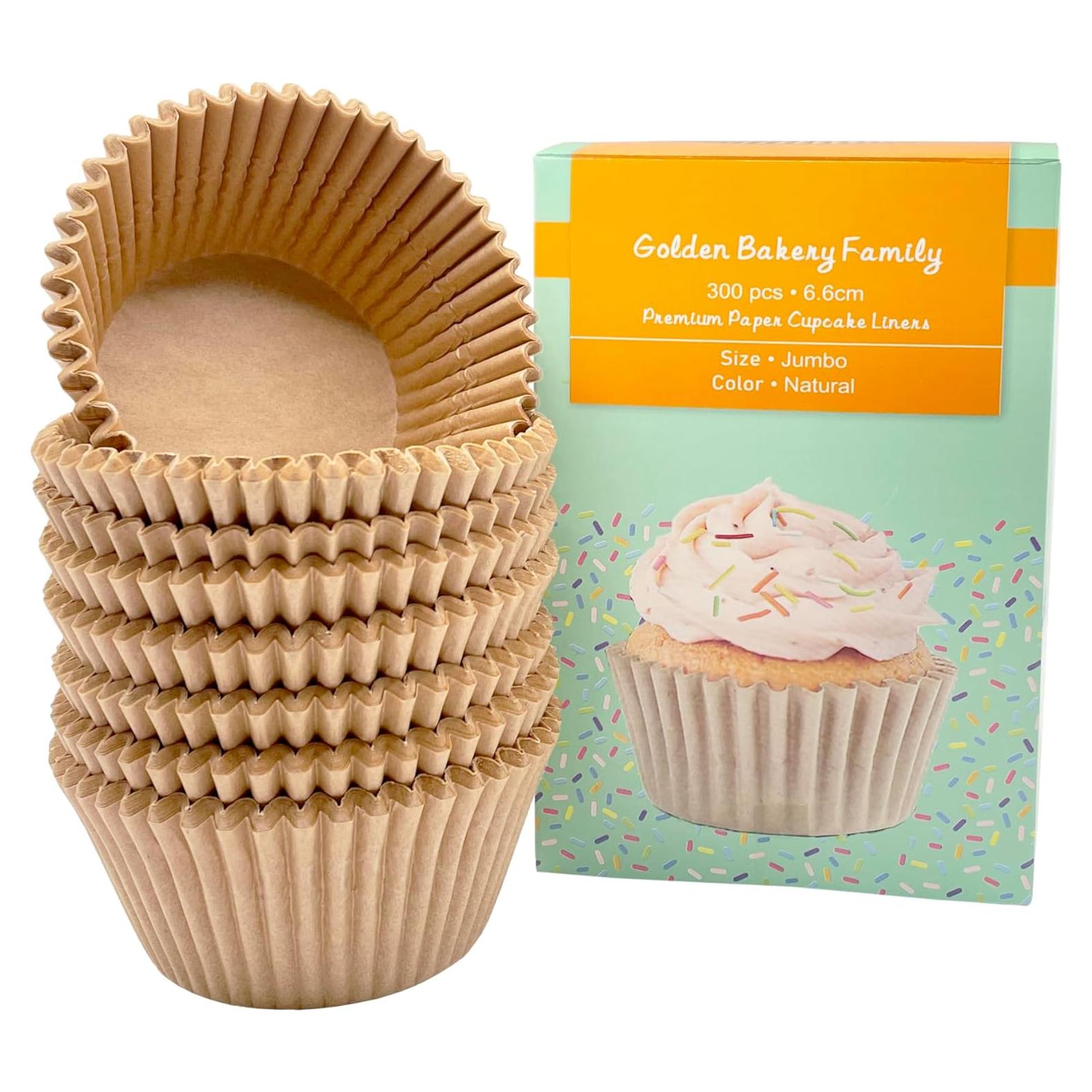 Forros de Cupcake Jumbo 300 pcs GoldenBakeryFamily Naturales