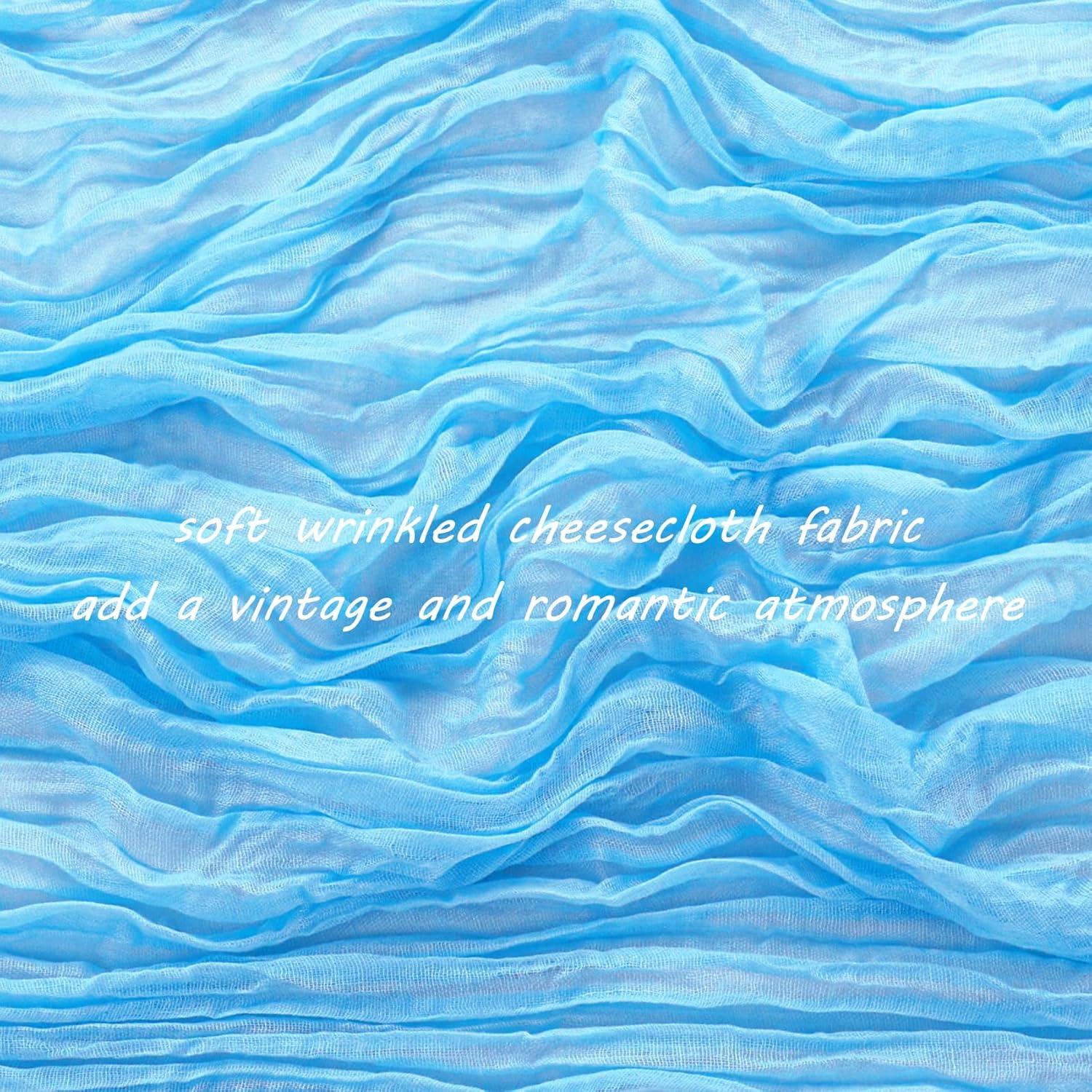 Paquete de 12 Caminos de Mesa de Gasa de Queso Boho 89x183 cm Azul Bebé