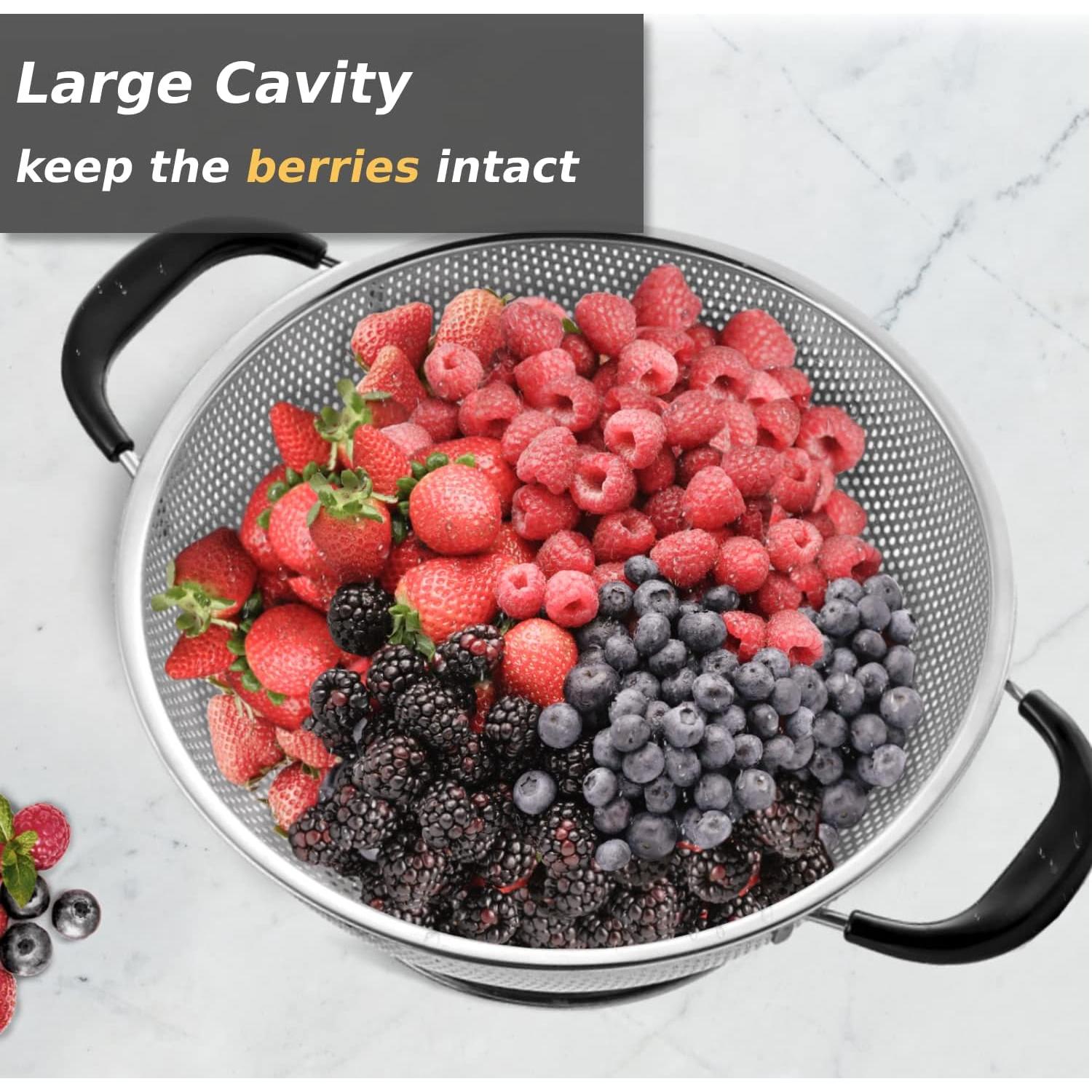 Colador de Acero Inoxidable 18/8 HIFFION 5 Qt con Mango de Silicona