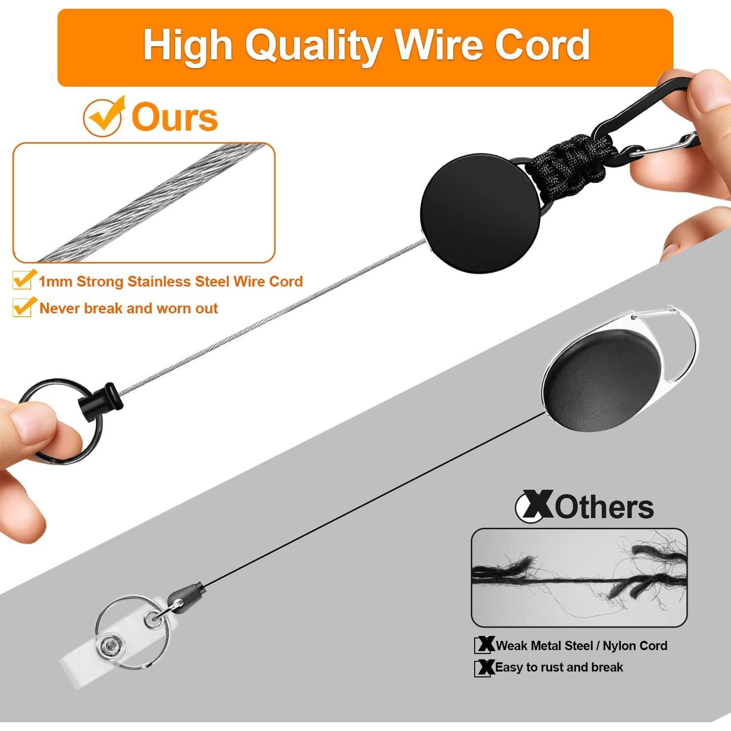 Llavero Retráctil Wonwood_direct Paquete de 3 con Cable 60 cm