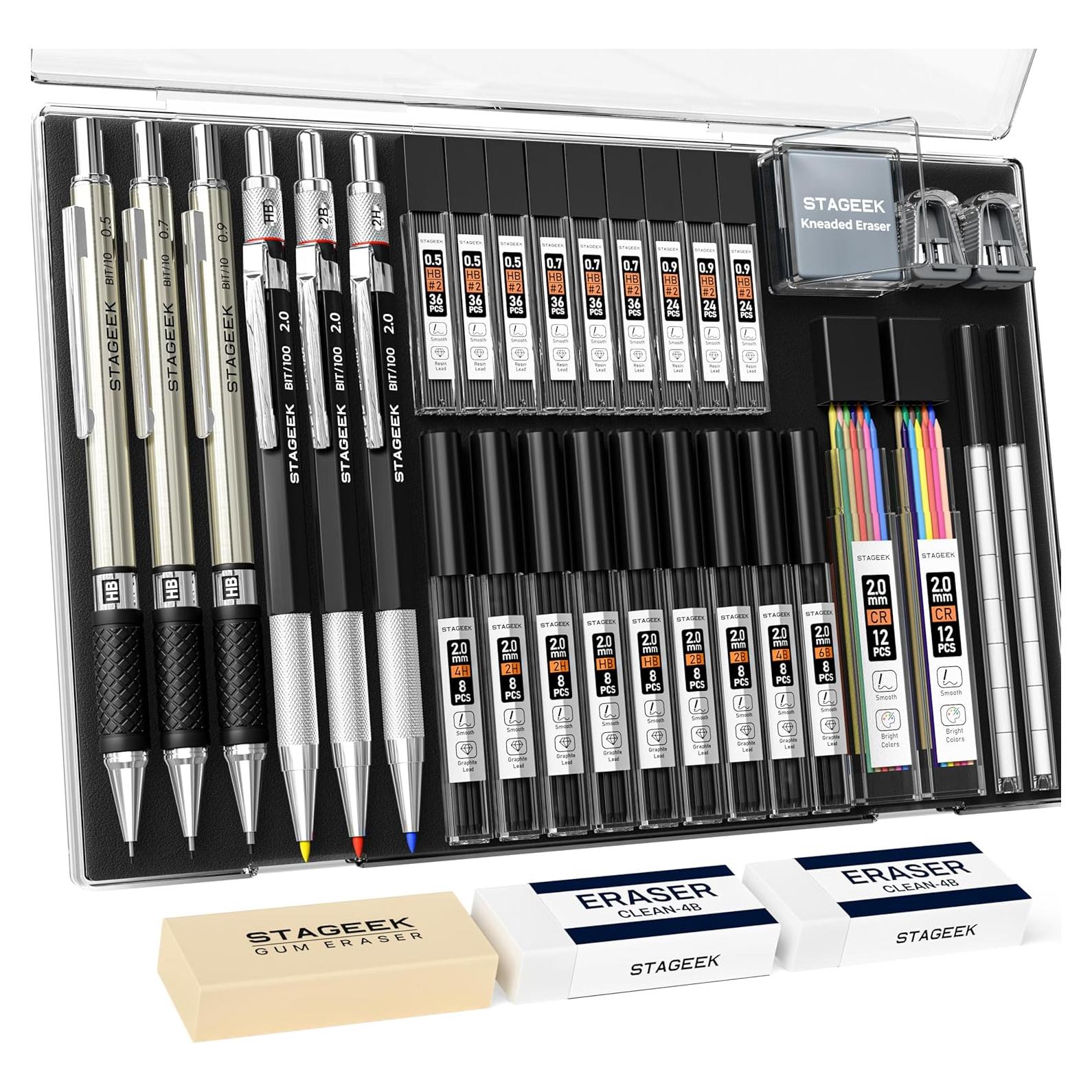 Juego de Lápices Mecánicos STAGEEK 34 Piezas 0.5-2.0mm