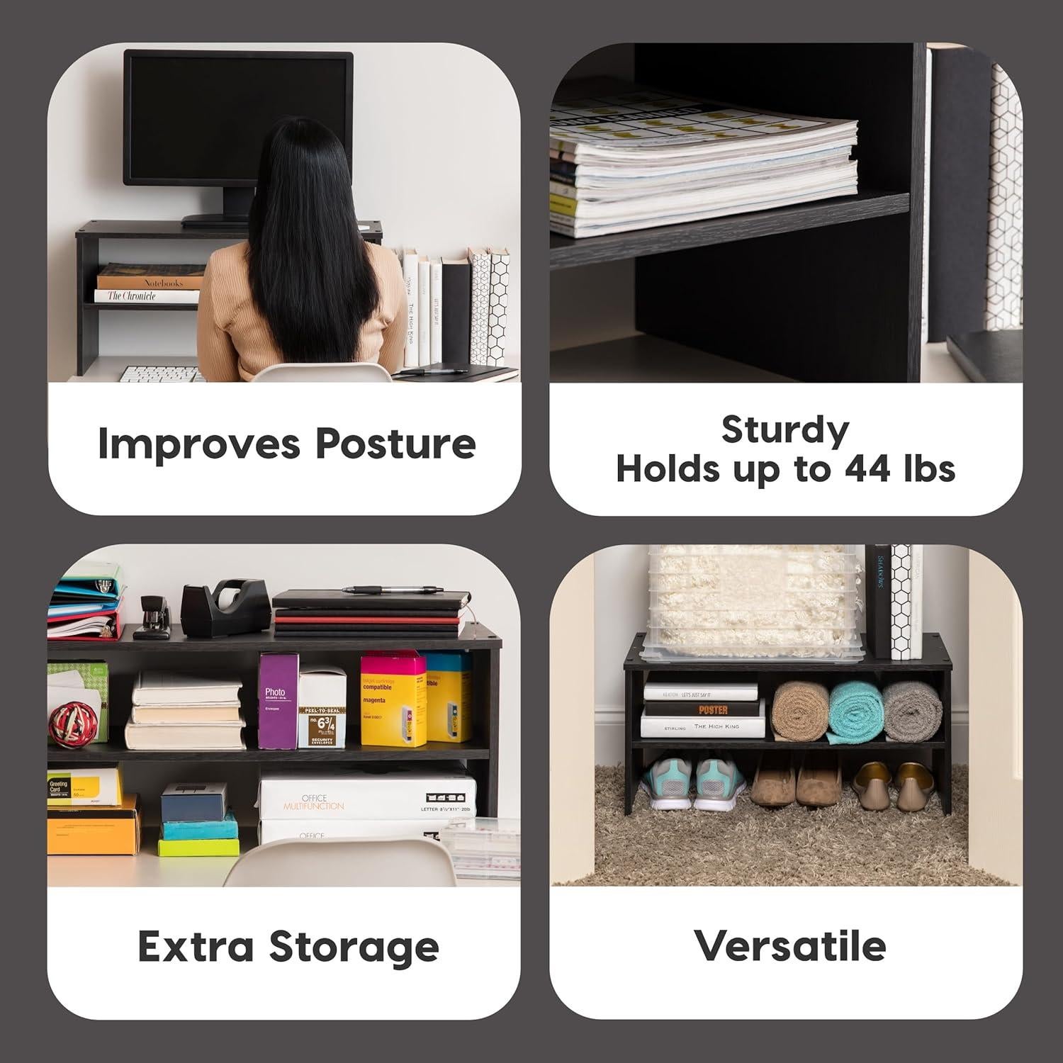 Soporte Organizador de Monitor IRIS USA 2 Niveles Negro