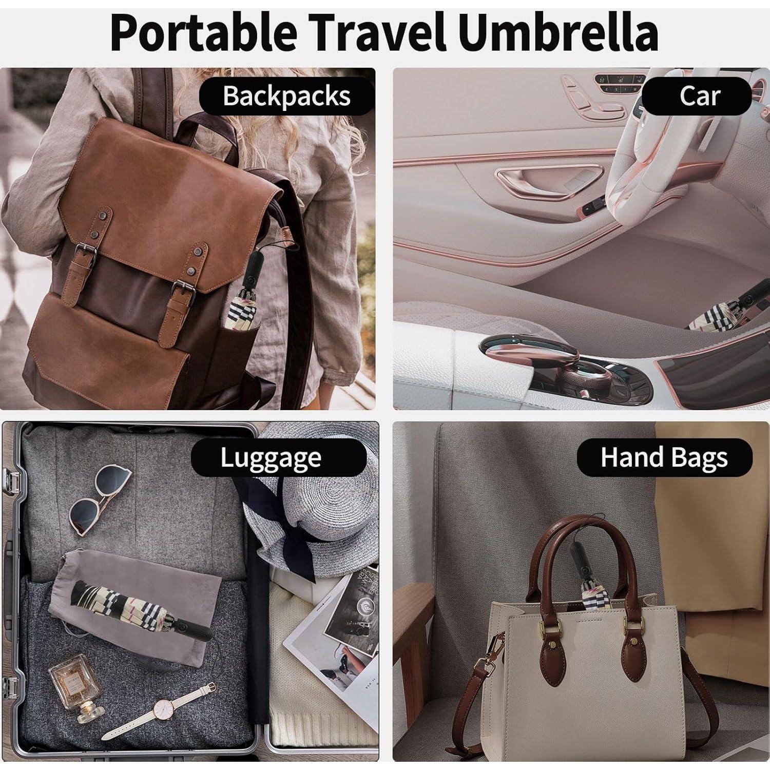 Paraguas Invertido Compacto Automático Cuadrillé Amarillo