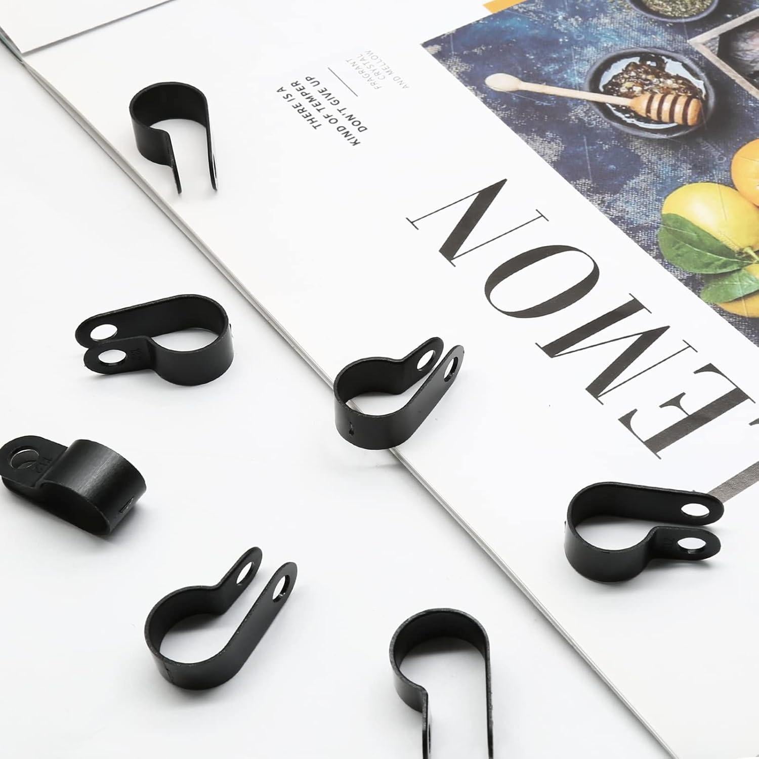 60 Clips de Cable de Nylon Atornillables Suiwotin 12.7mm Negro