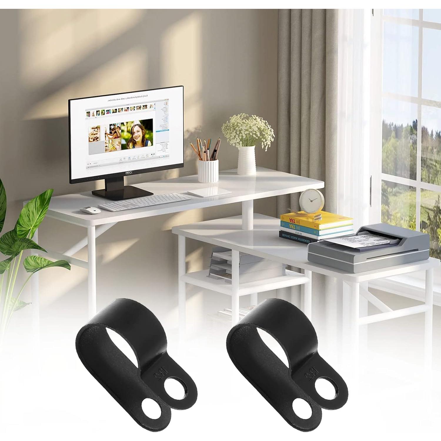 60 Clips de Cable de Nylon Atornillables Suiwotin 12.7mm Negro