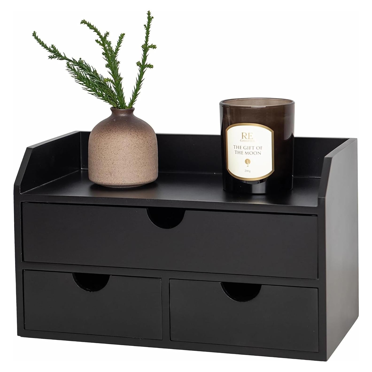 Organizador de Escritorio ROSE BLOOM Negro 3 Cajones MDF