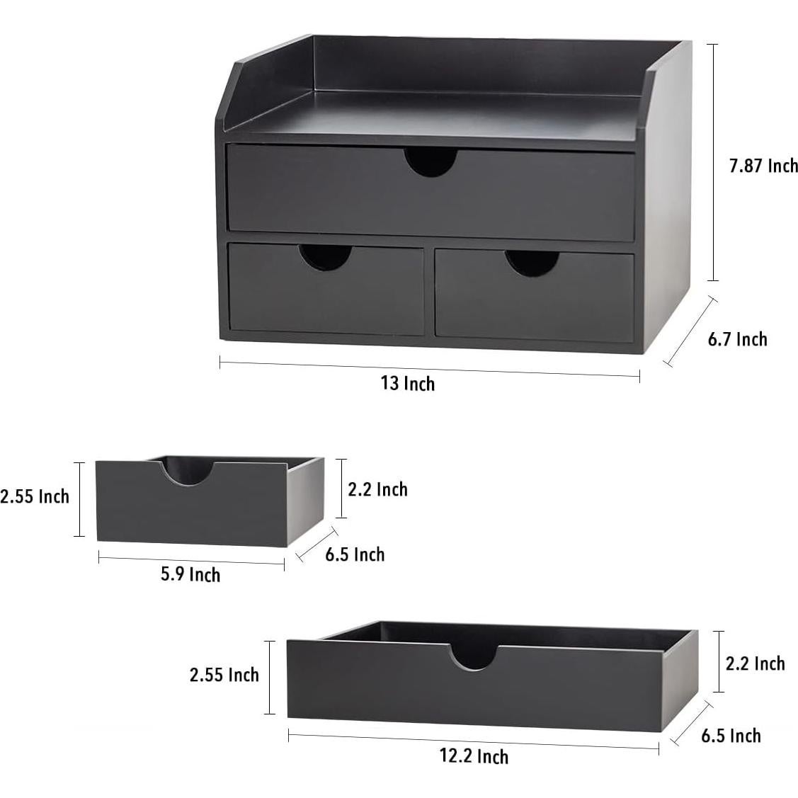 Organizador de Escritorio ROSE BLOOM Negro 3 Cajones MDF