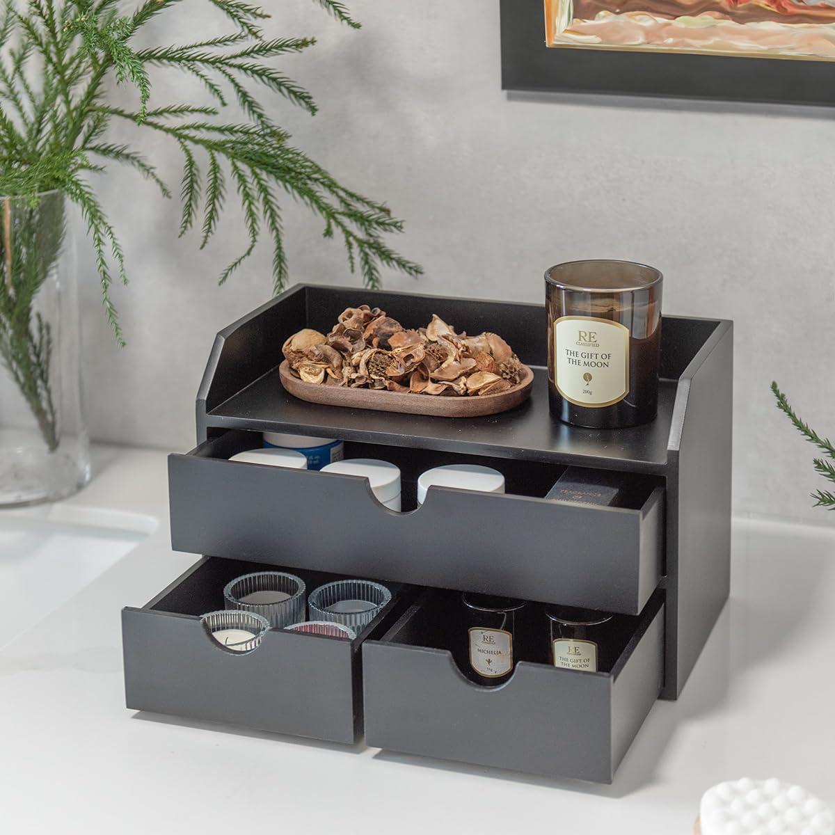 Organizador de Escritorio ROSE BLOOM Negro 3 Cajones MDF