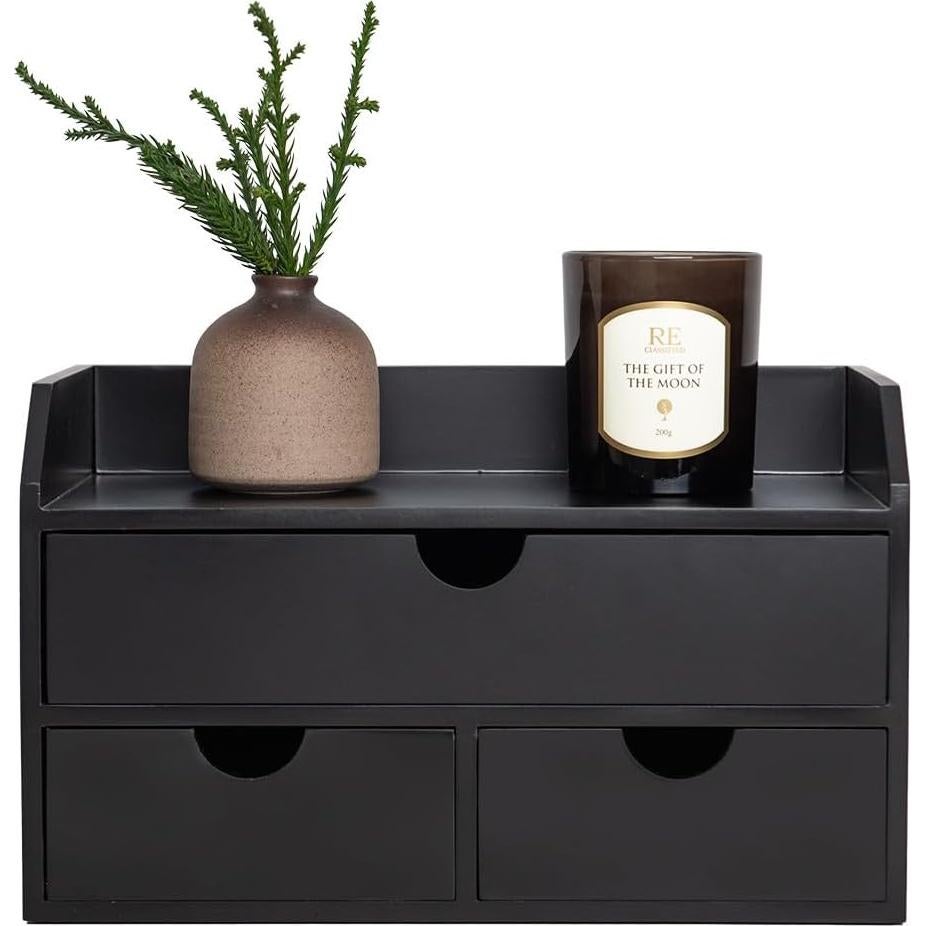 Organizador de Escritorio ROSE BLOOM Negro 3 Cajones MDF