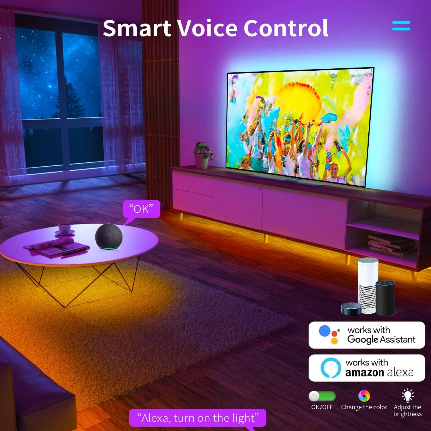 Tira LED RGBW HAMLITE 5.3m para TV 75-80" Control por Voz