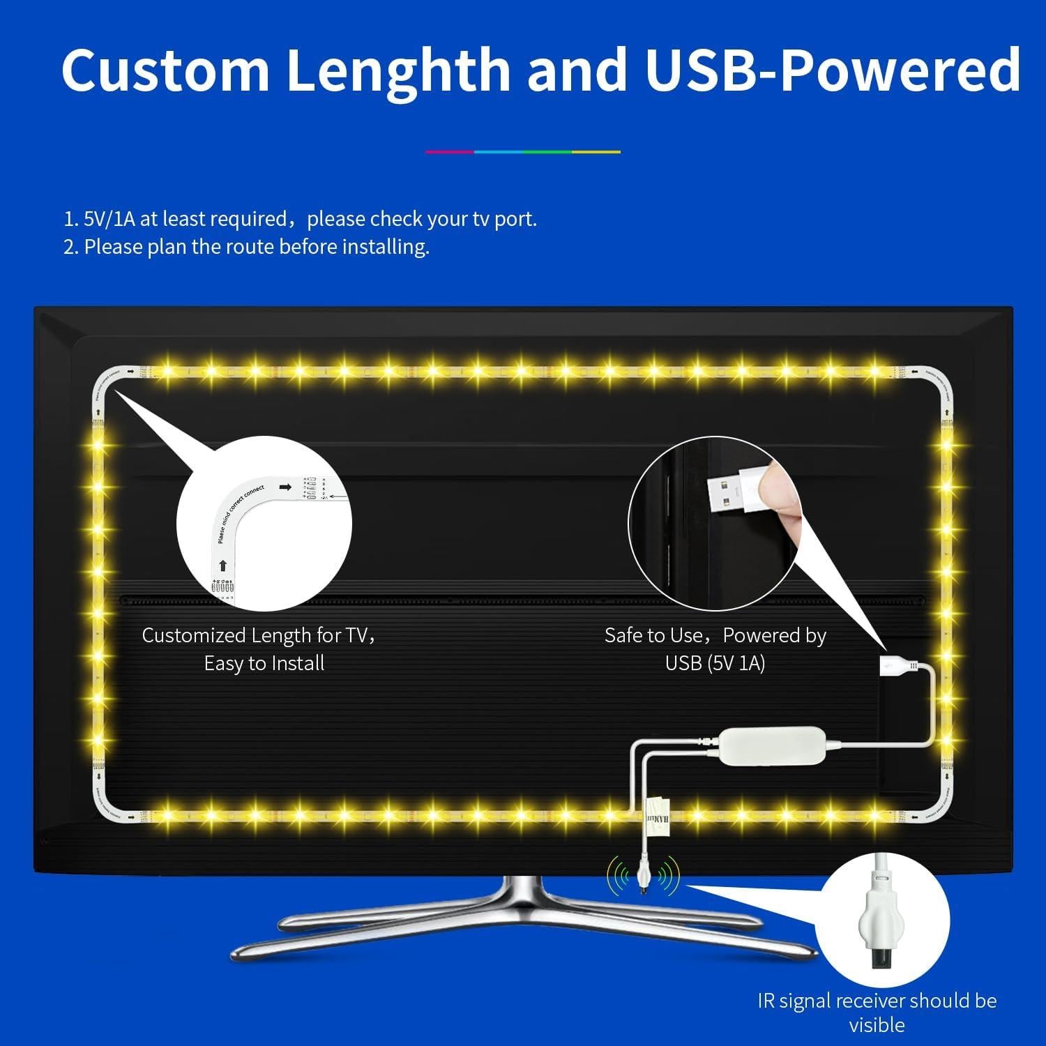 Tira LED RGBW HAMLITE 5.3m para TV 75-80" Control por Voz