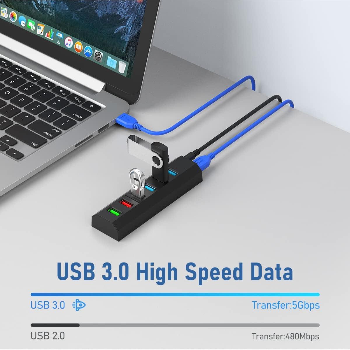 Hub USB Aiibe 6 Puertos 3.0 Alta Velocidad Carga Rápida