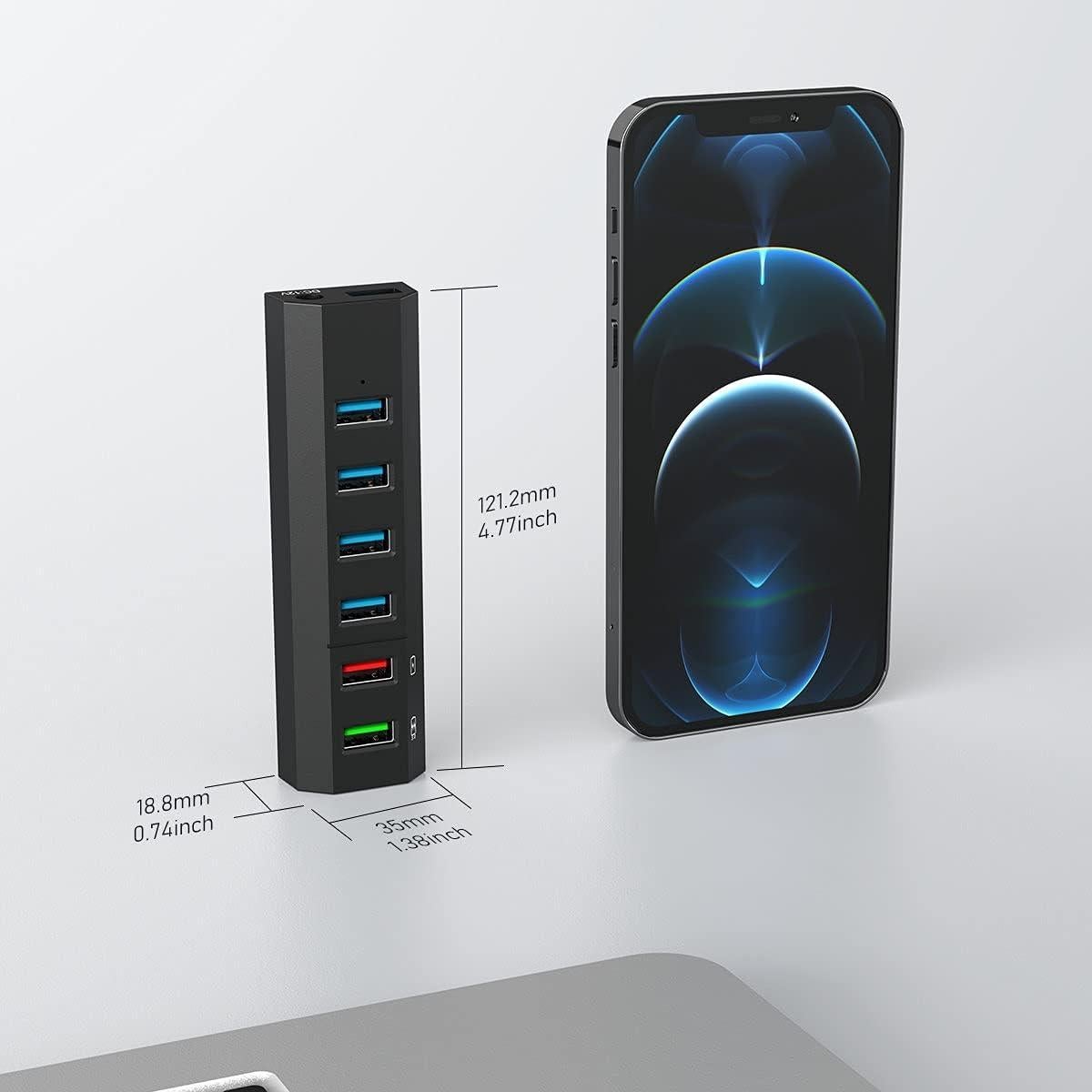 Hub USB Aiibe 6 Puertos 3.0 Alta Velocidad Carga Rápida