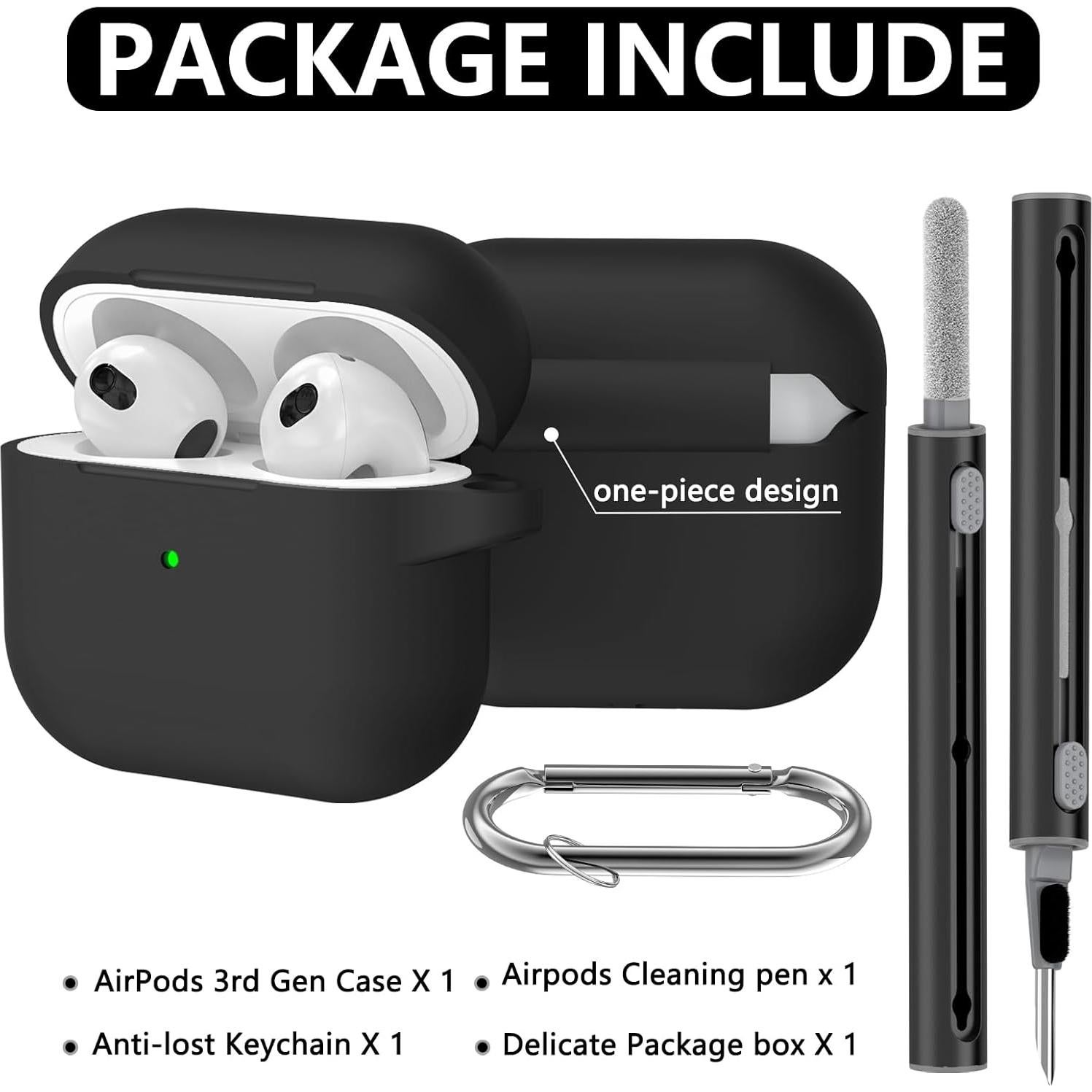 Funda Protectora de Silicona para AirPods 3ra Generación - Negro