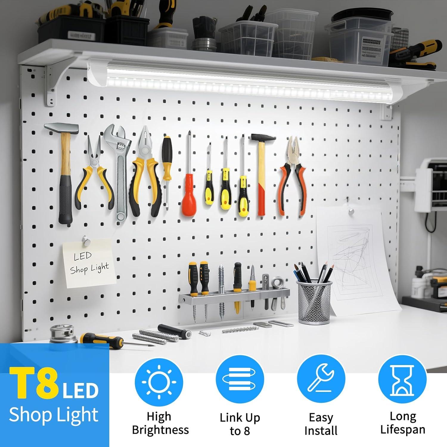 Luz LED de Taller CNSUNWAY 2FT 24W 3600LM Luz Diurna