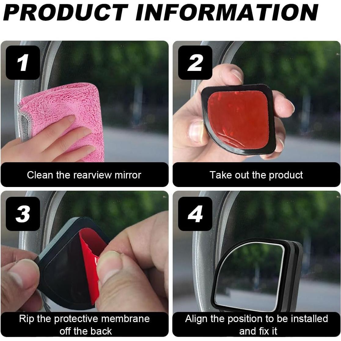 Espejo de Punto Ciego Convexo BDZMC 360° Ajustable Negro