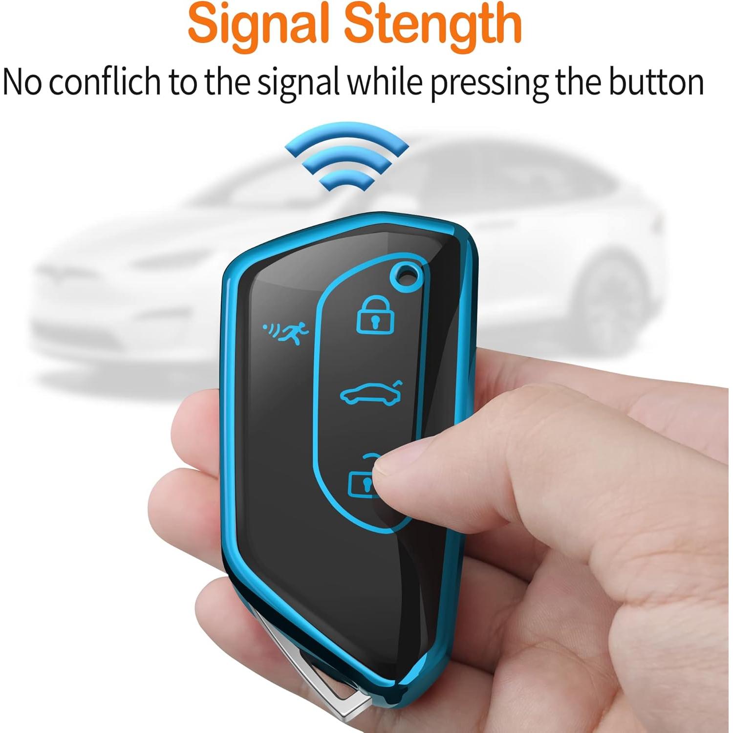 Cubierta de llavero Sindeda para Volkswagen Golf 8 y Skoda Octavia Azul