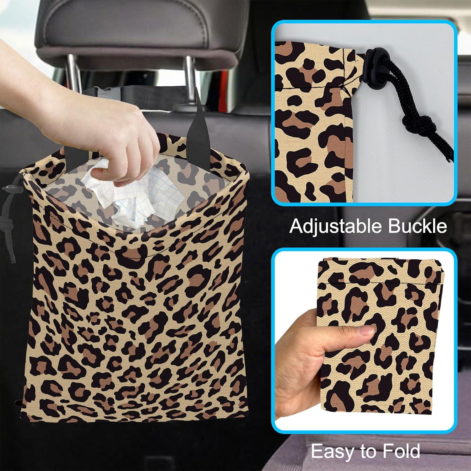 Bolsa de Basura Colgante para Auto Ghatobty Leopardo Marrón 27.9x35.1cm