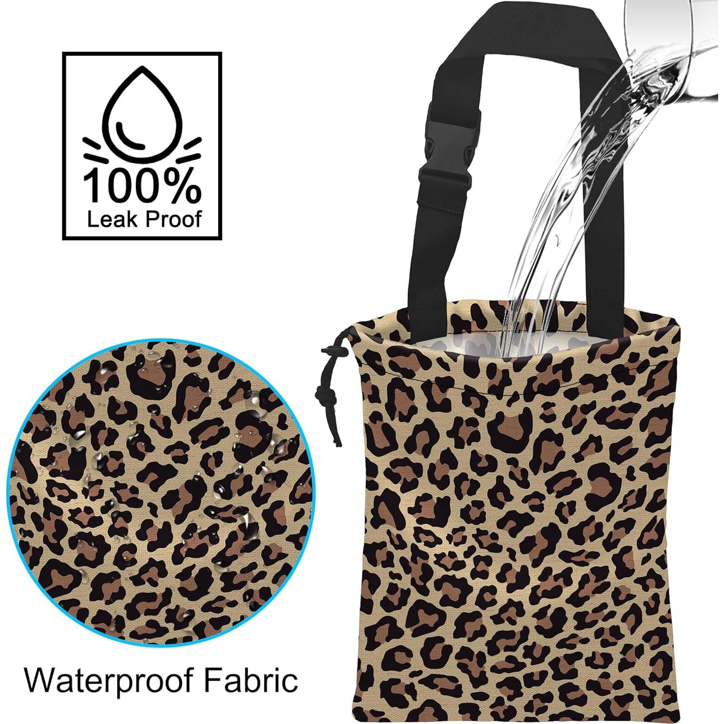Bolsa de Basura Colgante para Auto Ghatobty Leopardo Marrón 27.9x35.1cm