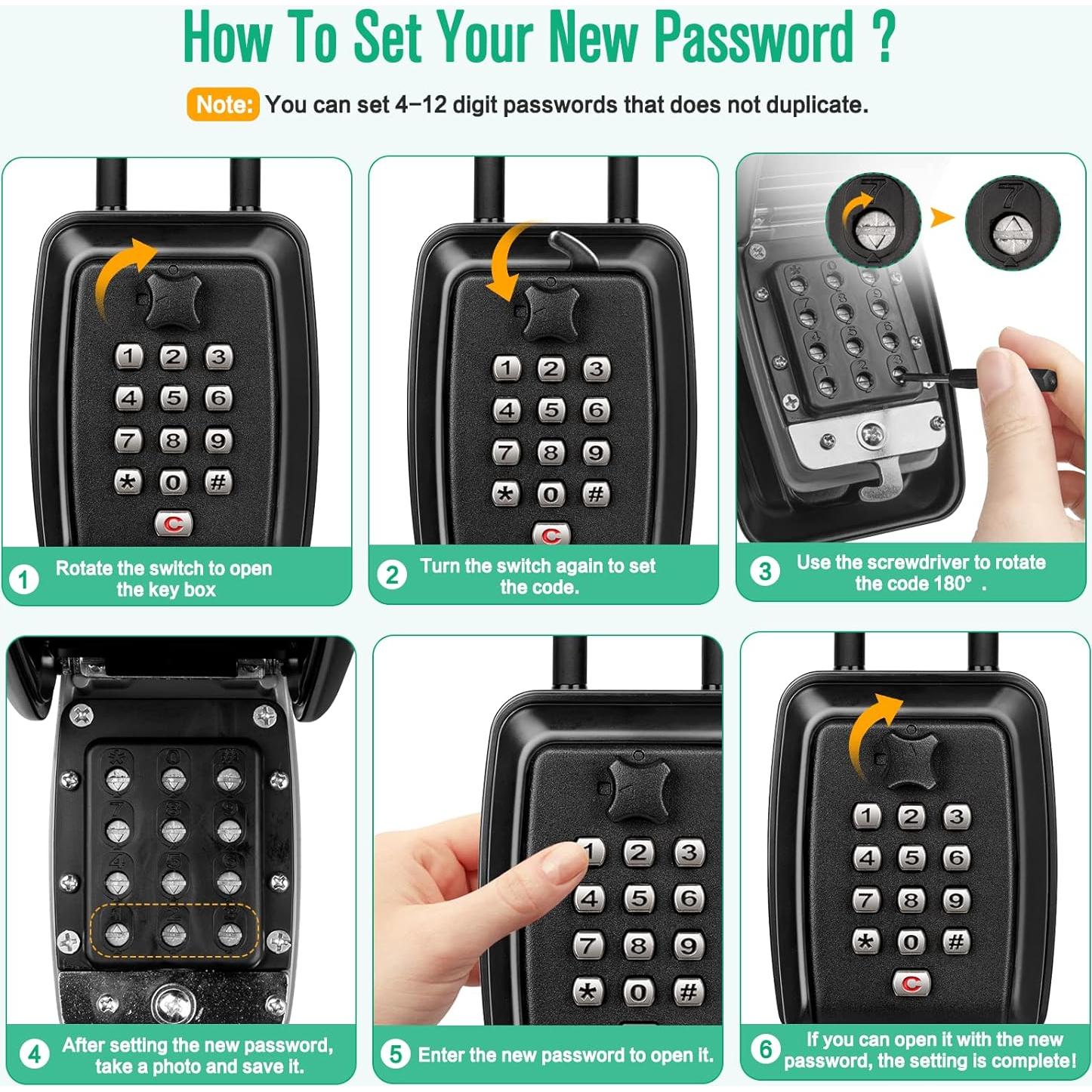 Caja de Llave con Combinación HUANLANG Impermeable 12 Dígitos