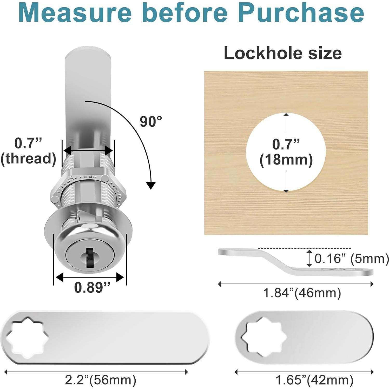 Cerraduras de Gabinete con Llave Diferente Pertinel 1.5" 2 Piezas