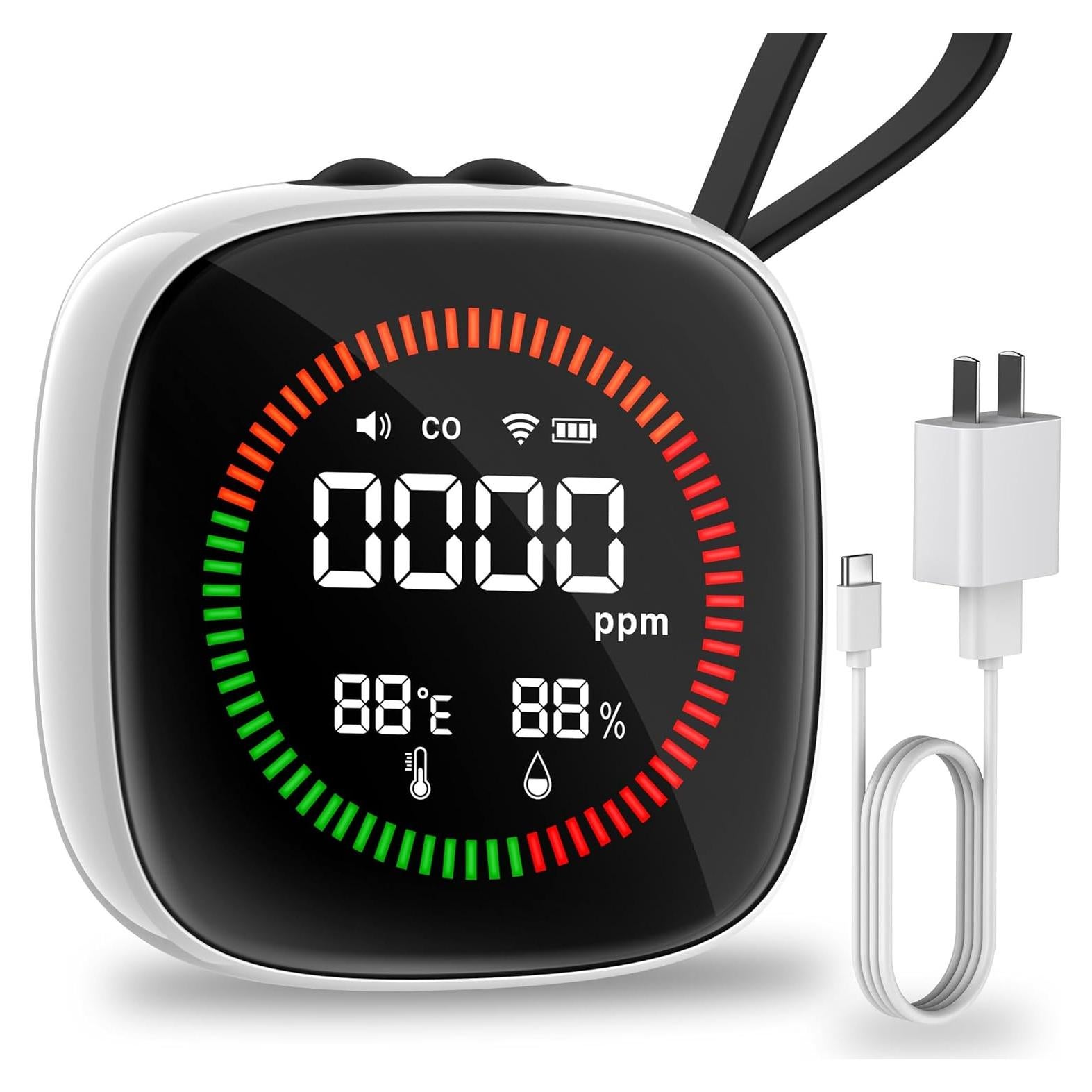 Detector de Monóxido de Carbono REBANDACE 3 en 1 Portátil