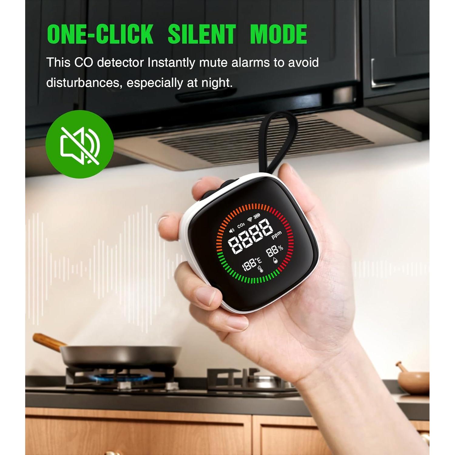 Detector de Monóxido de Carbono REBANDACE 3 en 1 Portátil