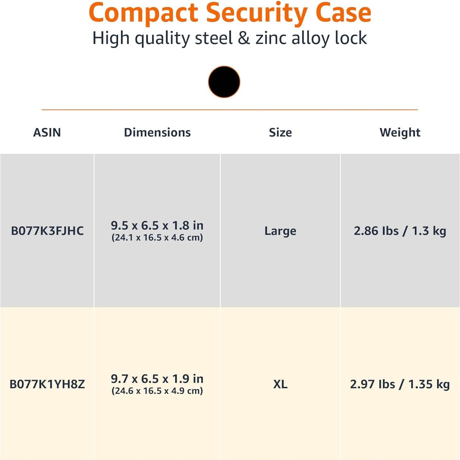 Caja de Seguridad Portátil Amazon Basics Grande Negra