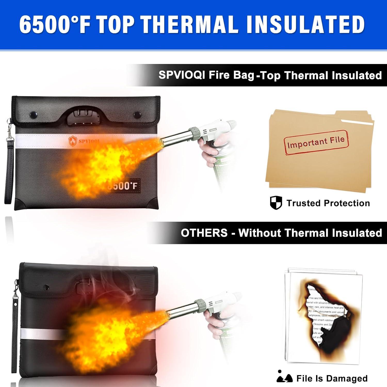 Bolsa a Prueba de Fuego SPVIOQI Grande con Cerradura 6500°F